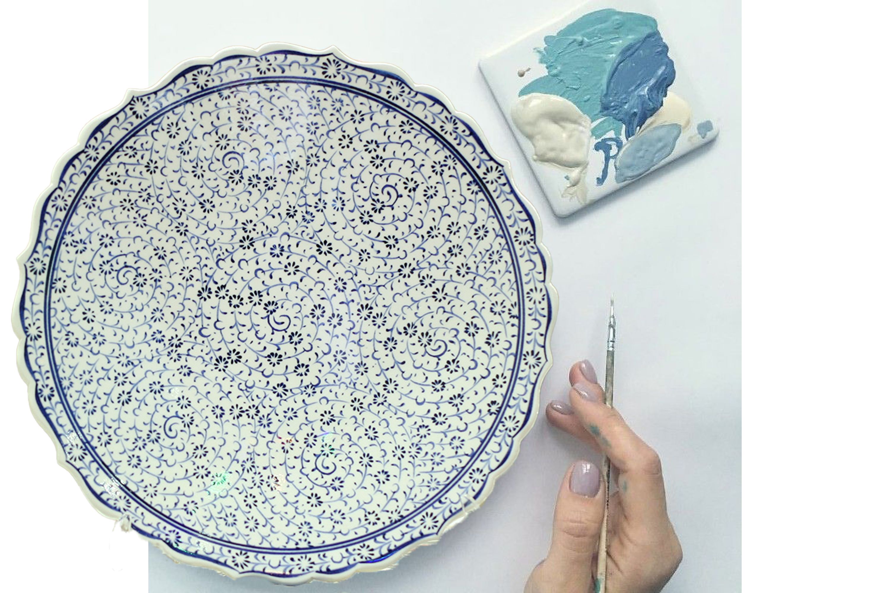 Hand-Painted Turkish Ceramic Dinner Plates - Perfect for Dining and Decor