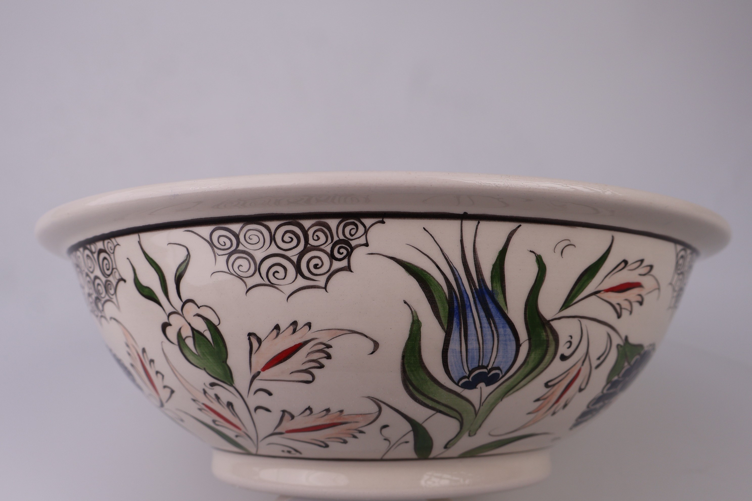 Elegant Tulip Floral Ceramic Sink - Handcrafted Bathroom Art