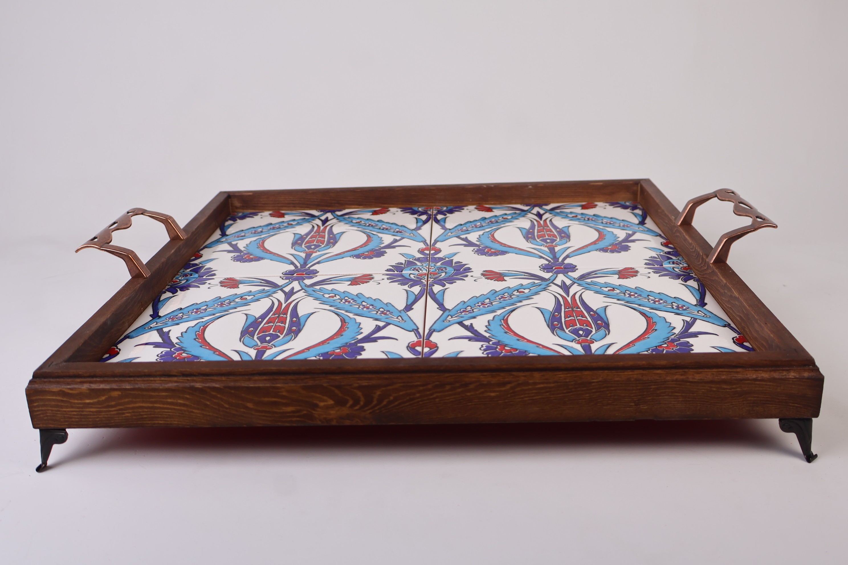 Luxury Wooden Tray with Colorful Tiles | Perfect for Snacks & Appetizers