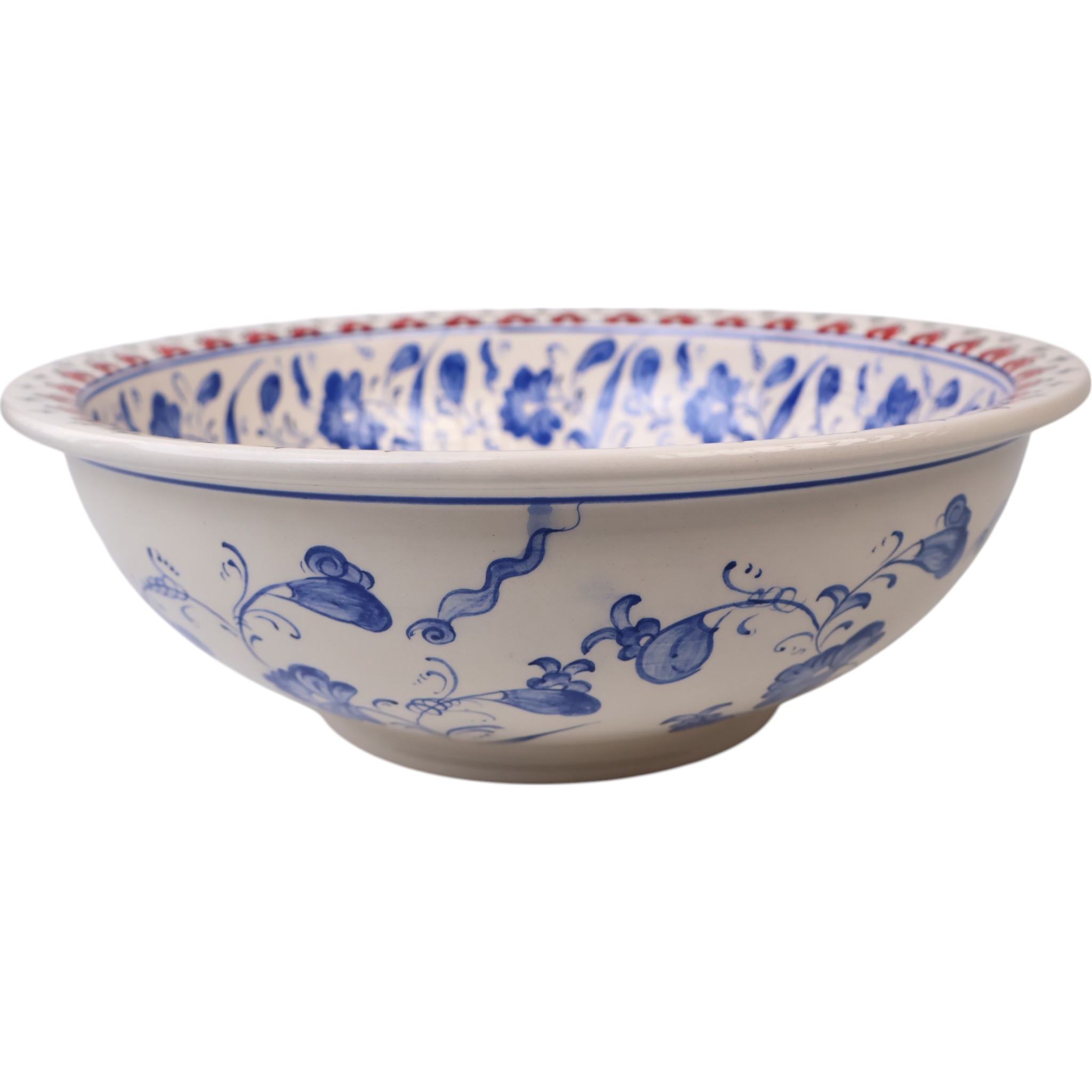 Handcrafted Flat Edge Bathroom Sink – Iznik Pattern Ceramic Vessel for Elegant Remodels
