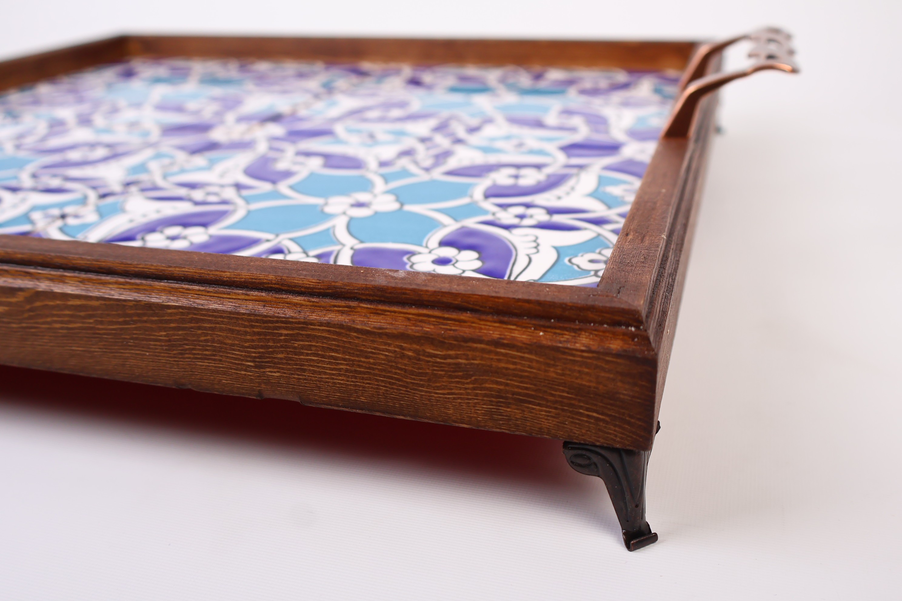 Versatile Wood Tray with Artistic Tile Work | Serve in Style