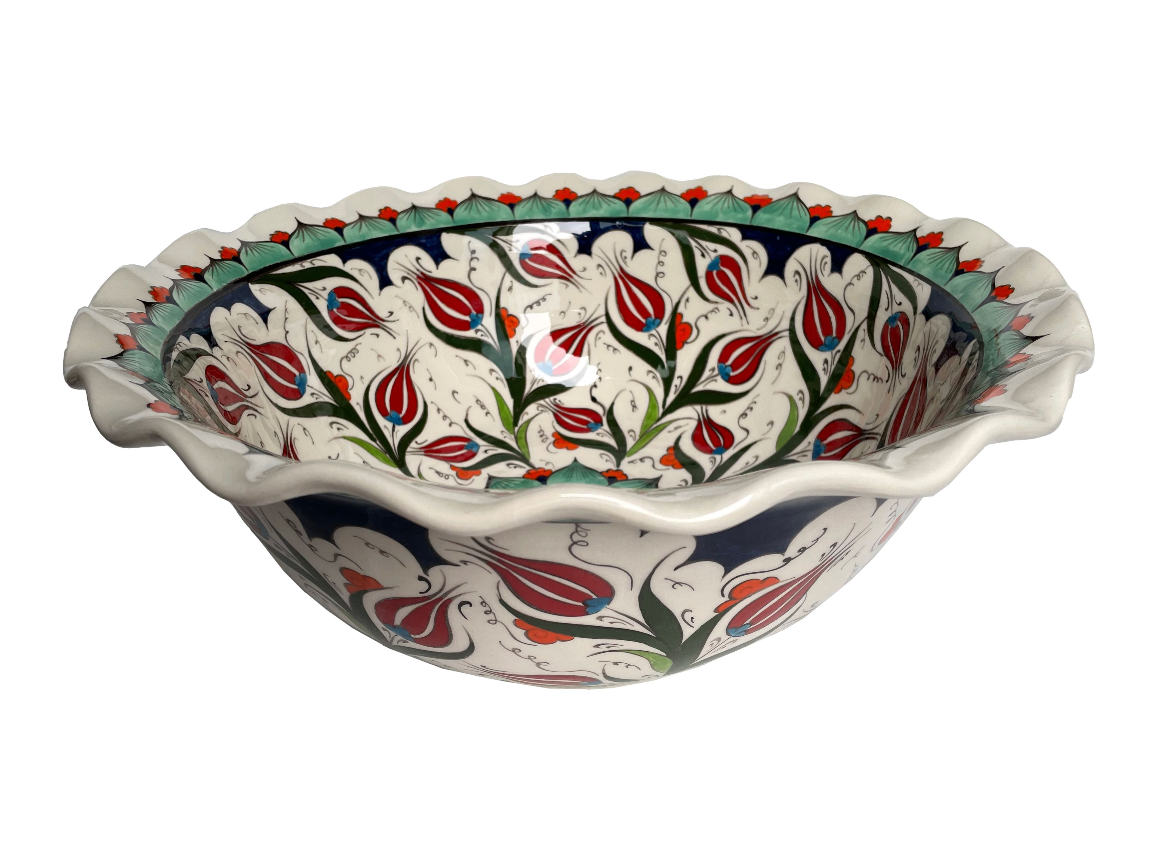 Hand Painted Bathroom Ceramic Vessel Sink Countertop - Tulips