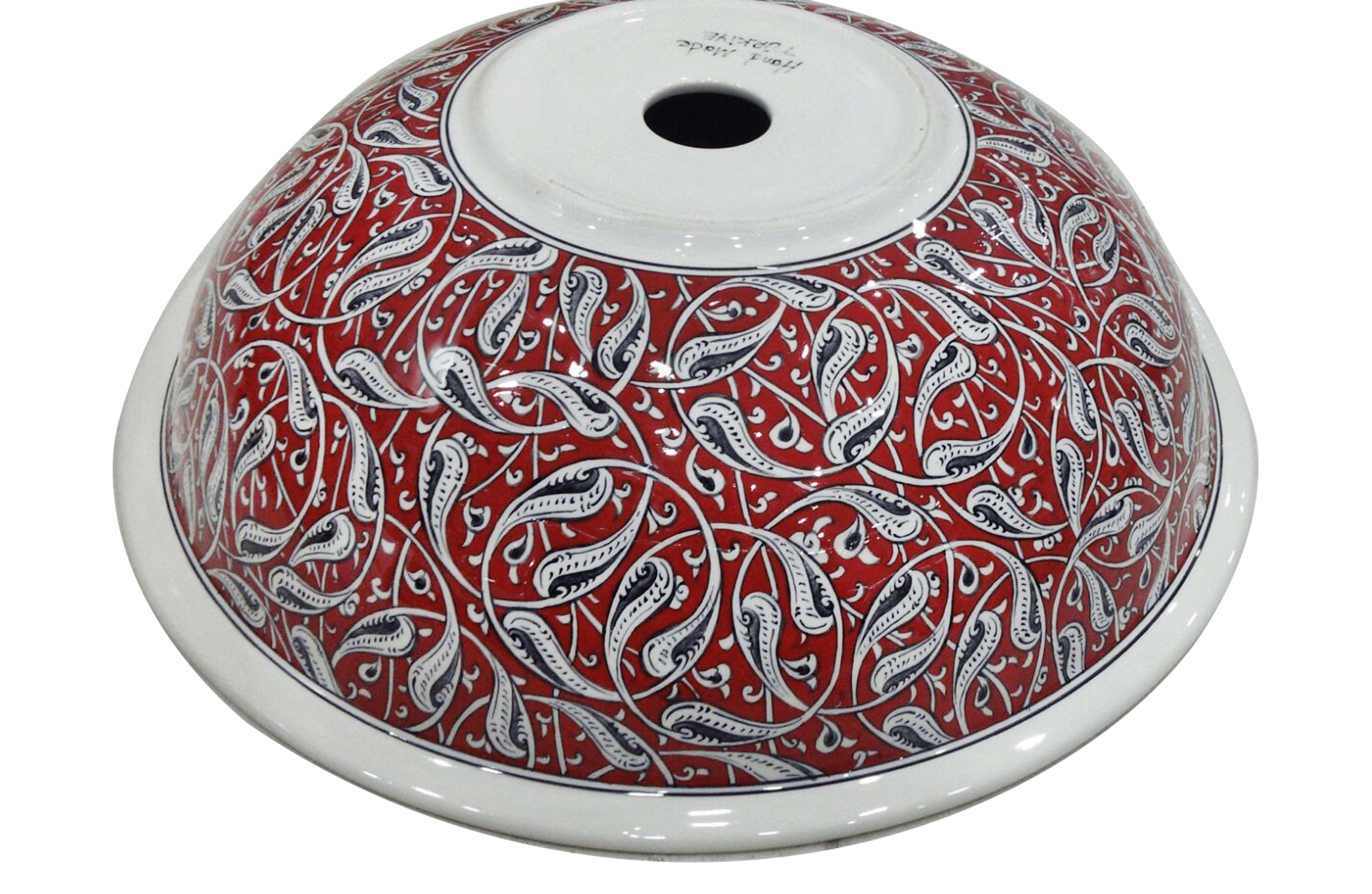 Hand Painted Bathroom Vanity Top Ceramic Vessel Sink - Red Rumi