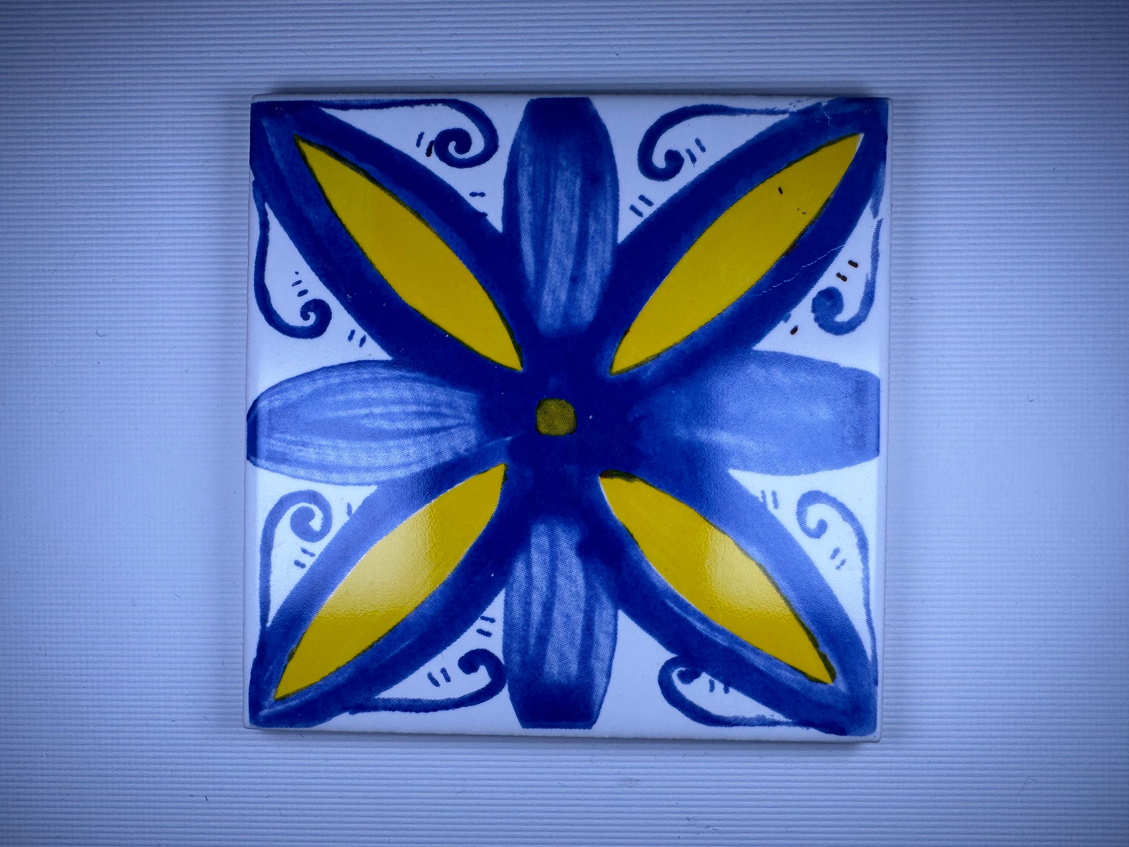 Hand-Printed Portuguese Tile Designs - Handcrafted Backsplash 3.7" Tile with Traditional Pattern