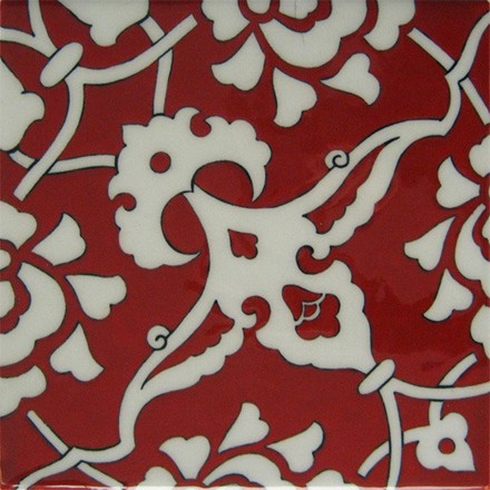 Hand Painted Turkish Ceramic Tile -  Handmade Decorative Floral Patterned Tile - 8 in [20Cm] - Zeem Ceramic