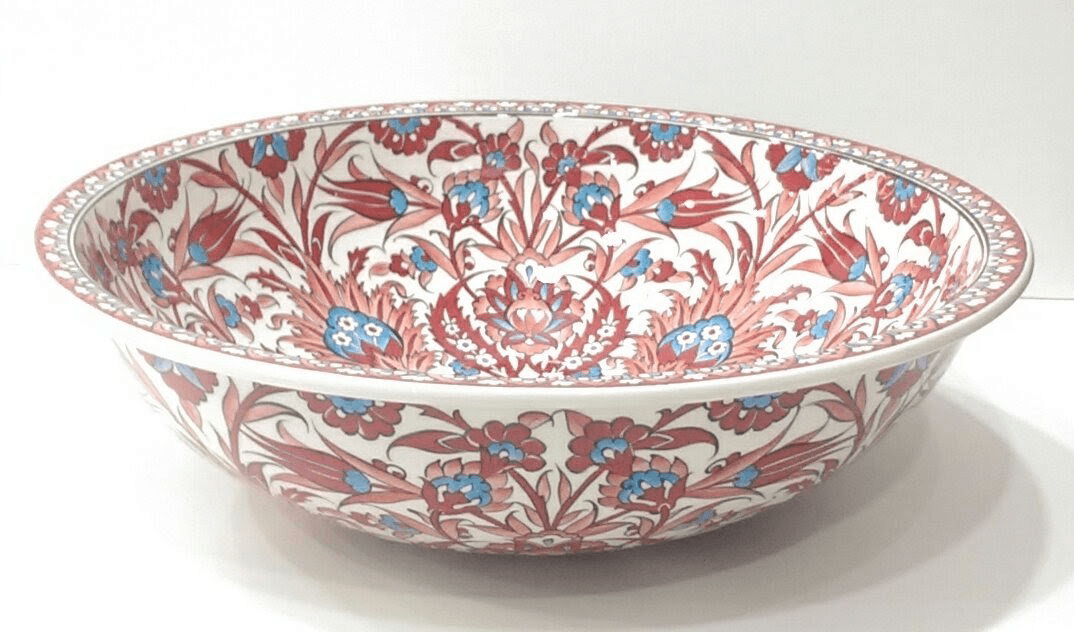 Hand Painted Bathroom Vanity Top Ceramic Vessel Sink - Floral Pattern