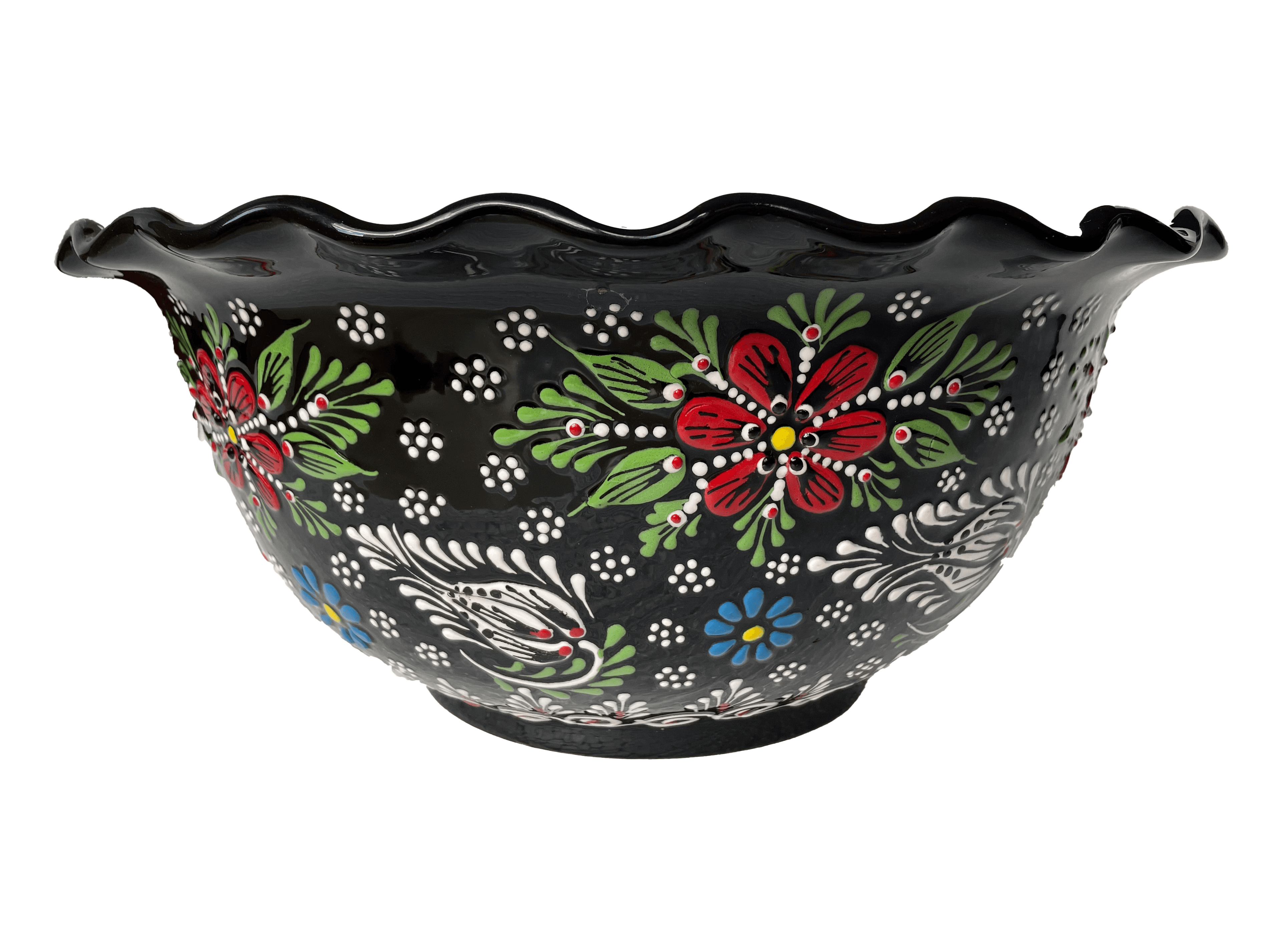 Hand Painted Bathroom Ceramic Vessel Sink Countertop - Relief Flowers