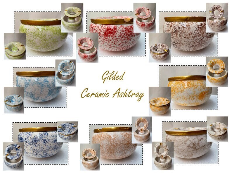 Handcrafted Ceramic Ashtray - Embossed Floral Patterns (Variety of Colors)