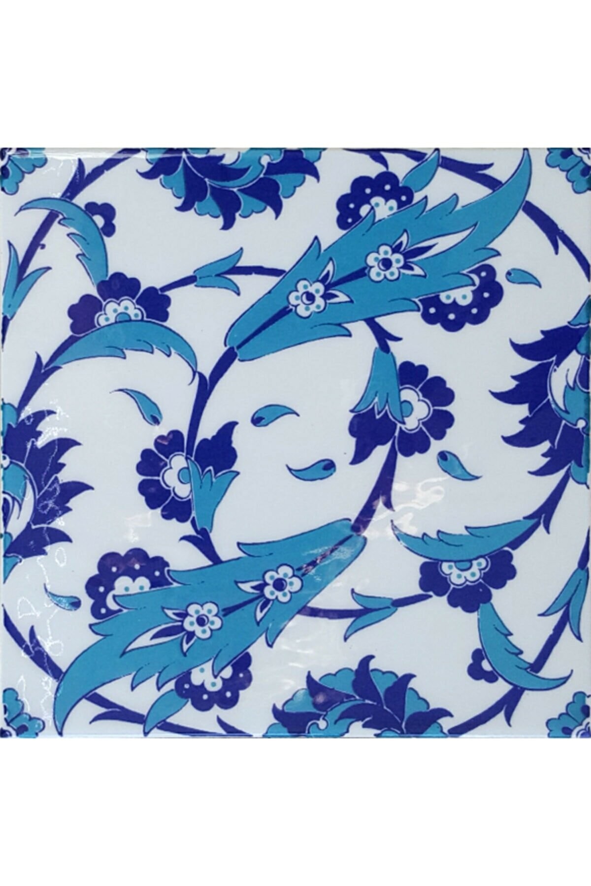 Unique Ceramic Turkish Ceramic Tile - Handcrafted Floor Tile with Floral Pattern - 8 in [20Cm]