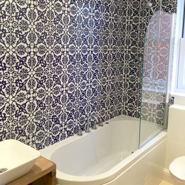 Screenprinting Turkish Ceramic Tile - Handcrafted Kitchen Backsplash Tile with Floral Pattern - 8 in [20Cm]