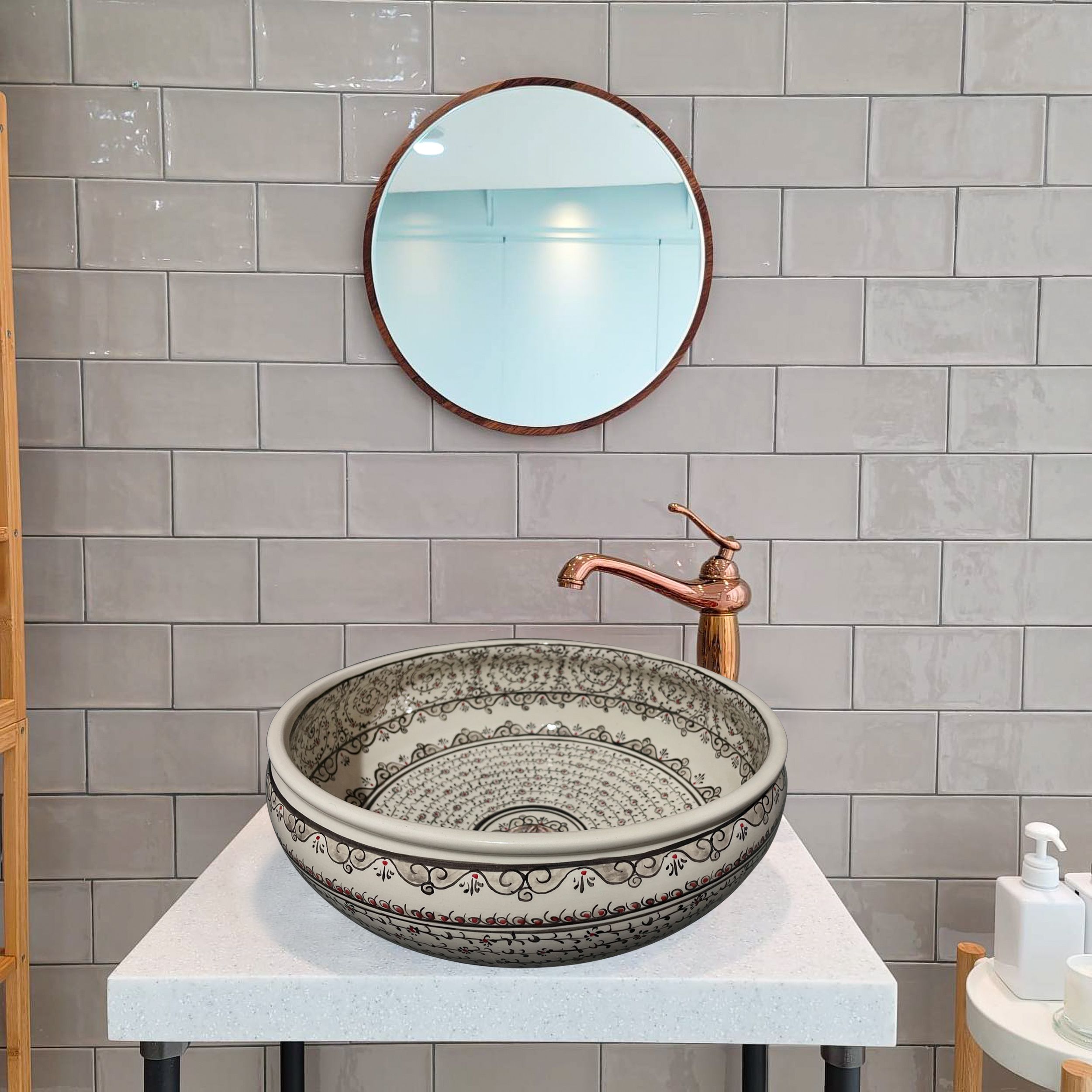 Bathroom Countertop Ceramic Vessel Sink - Golden Horn