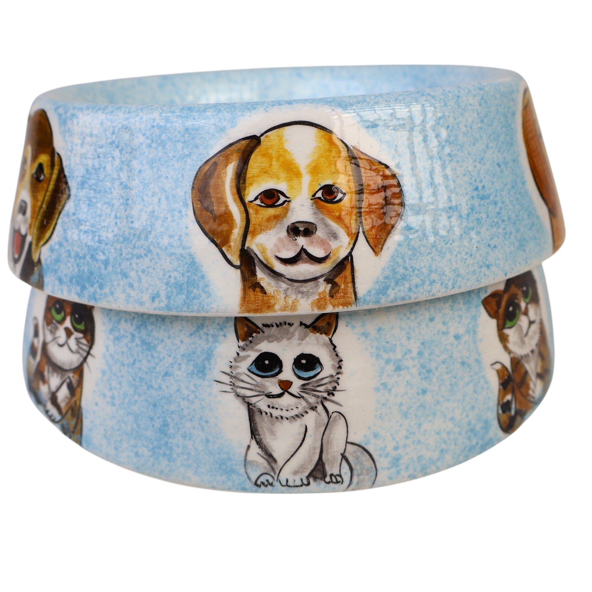 🐶🐱 Hand-Painted Ceramic Pet Bowl – Dog & Cat Design – 600 ml (20.3 fl oz) - Dog