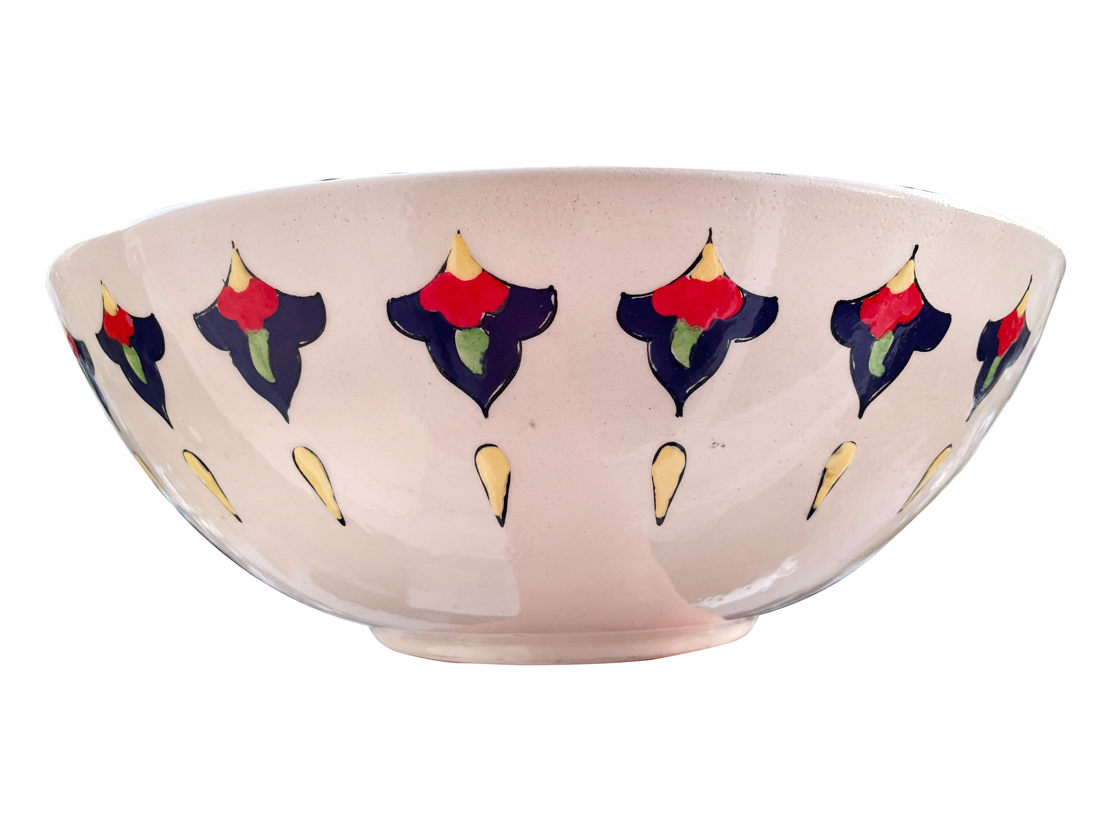 Hand Painted Bathroom Ceramic Vessel Sink Countertop - Central Flower