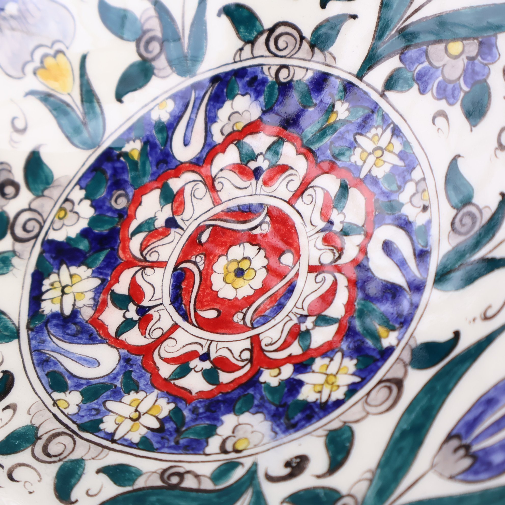 Turkish Ceramic Sink Bowl | Iznik-Inspired Vibrant Floral Ceramic Washbasin for Bathroom Remodeling