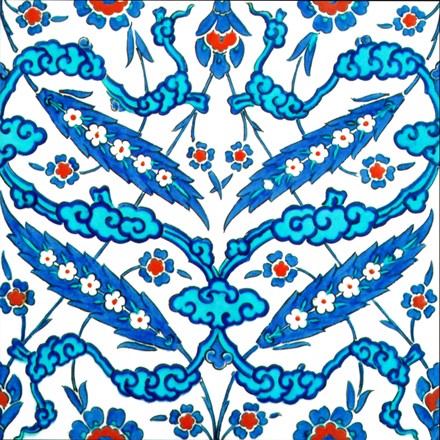 Hand Painted Turkish Ceramic Tile -  Handmade Decorative Floral Patterned Tile - 8 in [20Cm] - Zeem Ceramic