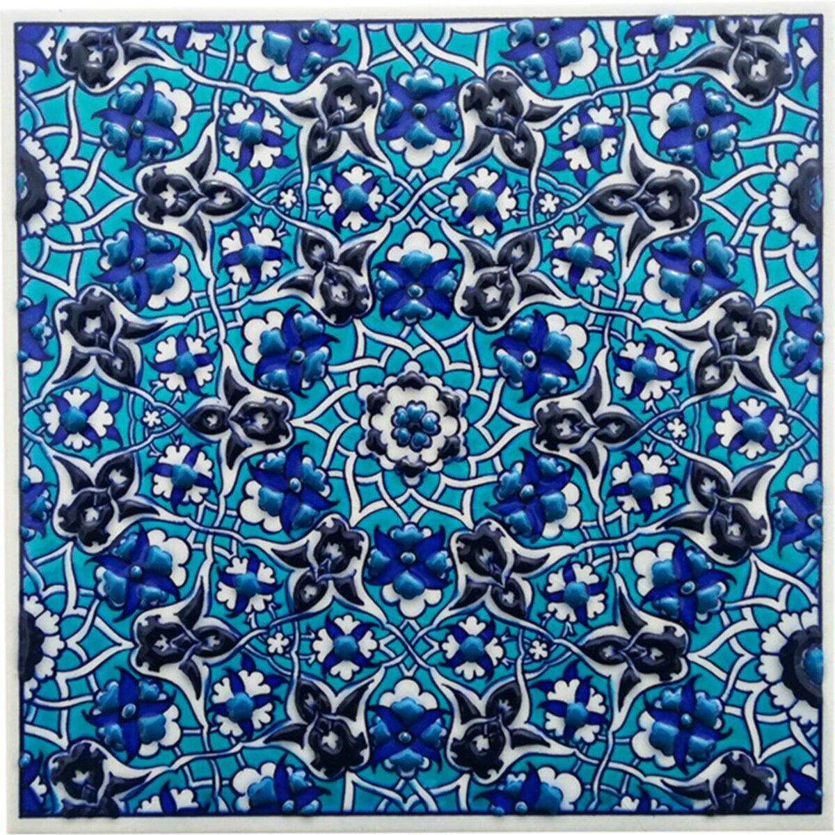 Hand Painted Turkish Ceramic Tile -  Handmade Decorative Floral Patterned Tile - 8 in [20Cm] - Zeem Ceramic