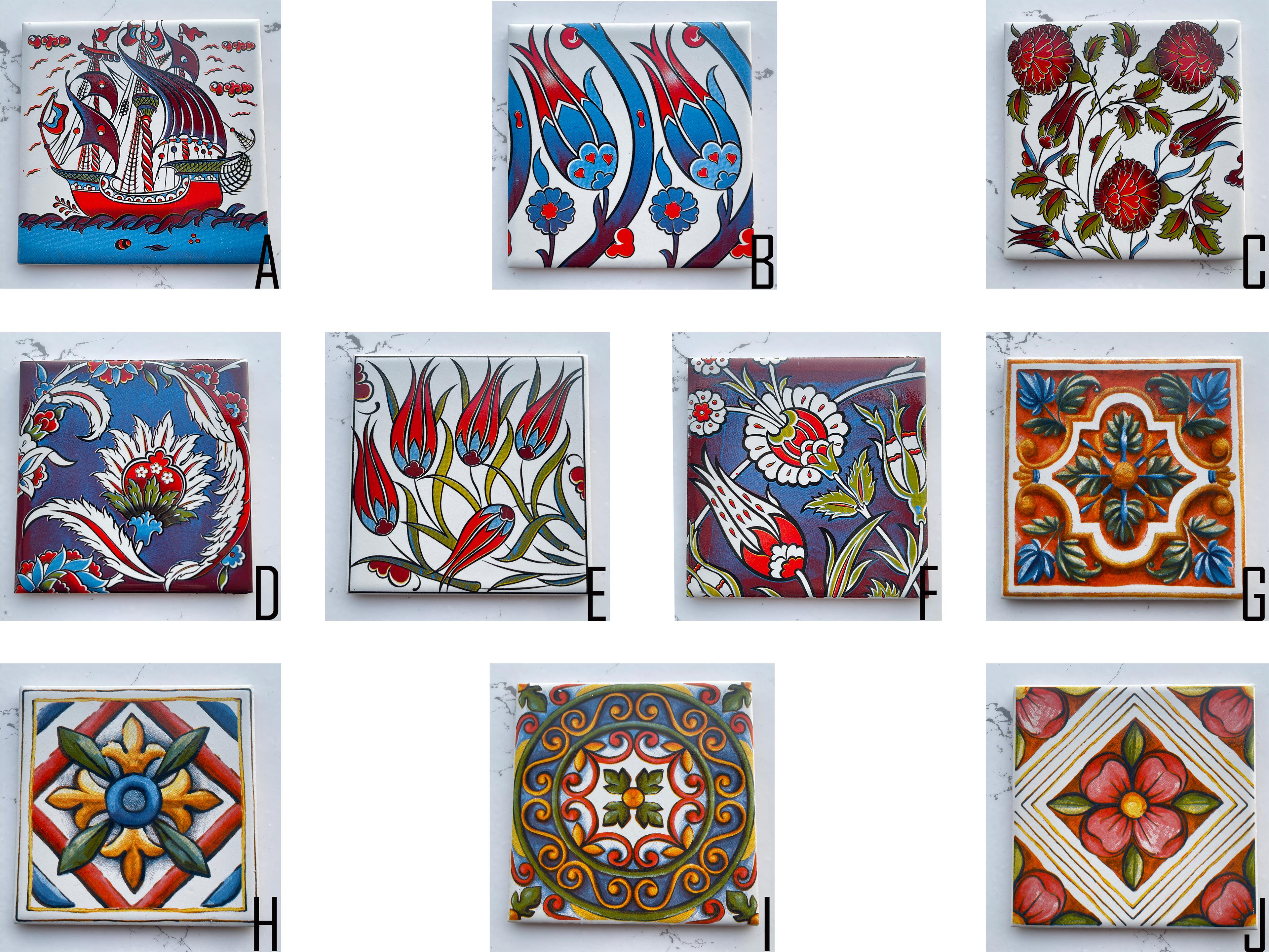 Screen-Printed Mexican Tile Designs - Handcrafted Backsplash 3.7" Tile with Traditional Pattern