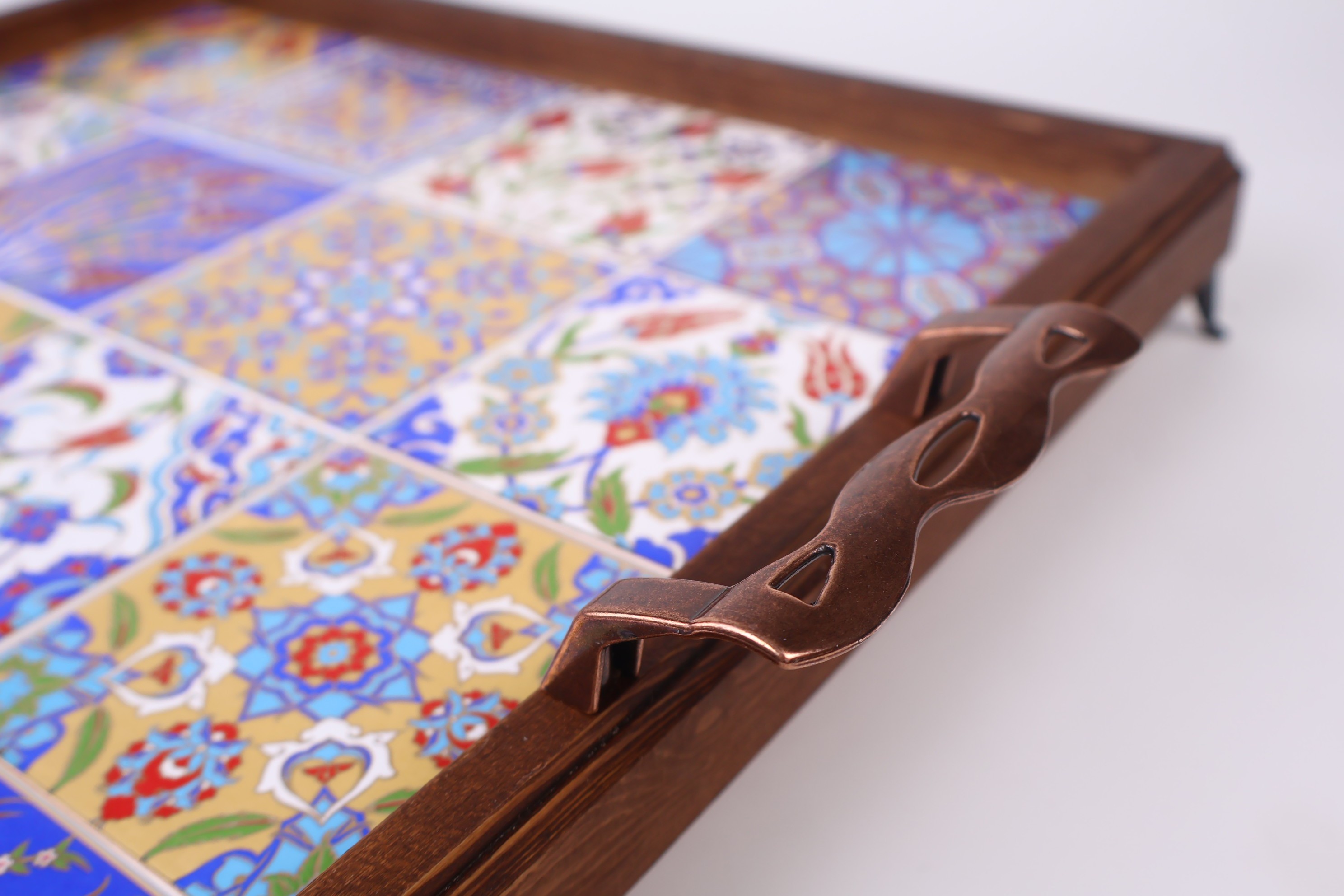 Handmade Wooden Serving Board | Vintage Tile Design for Stylish Dining