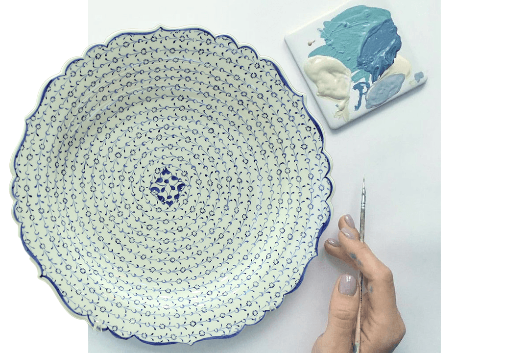 Handcrafted Anatolian Ceramic Plates with Floral Designs