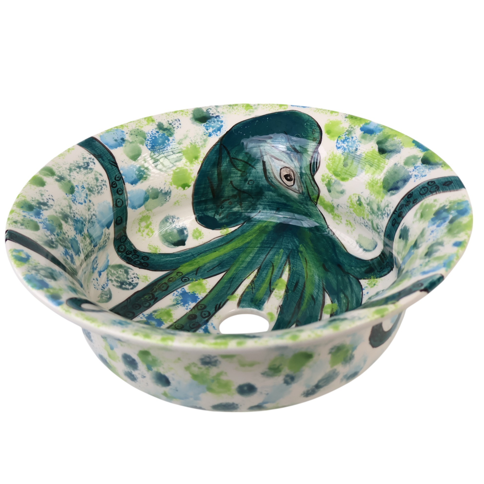 Octopus Design Handmade Ceramic Sink – Coastal & Artistic Bathroom Basin by Zeem Ceramic