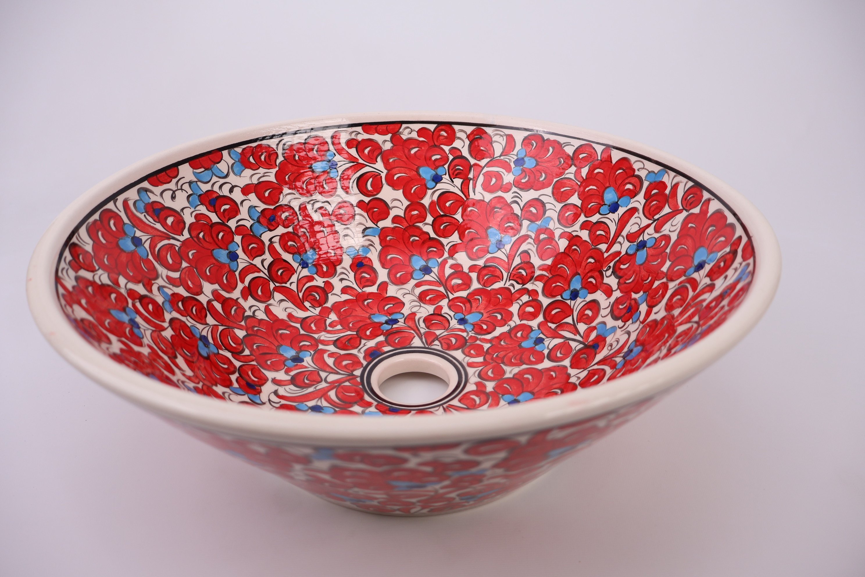 Handcrafted Bathroom Countertop Ceramic Basin - Lotus Flower - Variety of Colors - Red