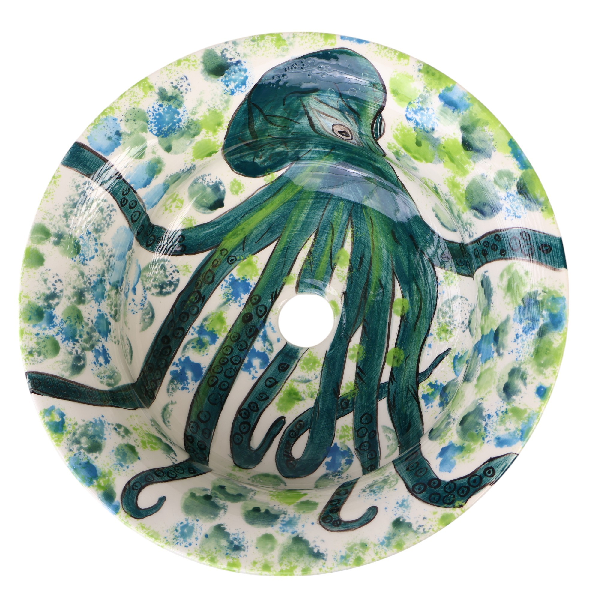 Octopus Design Handmade Ceramic Sink – Coastal & Artistic Bathroom Basin by Zeem Ceramic
