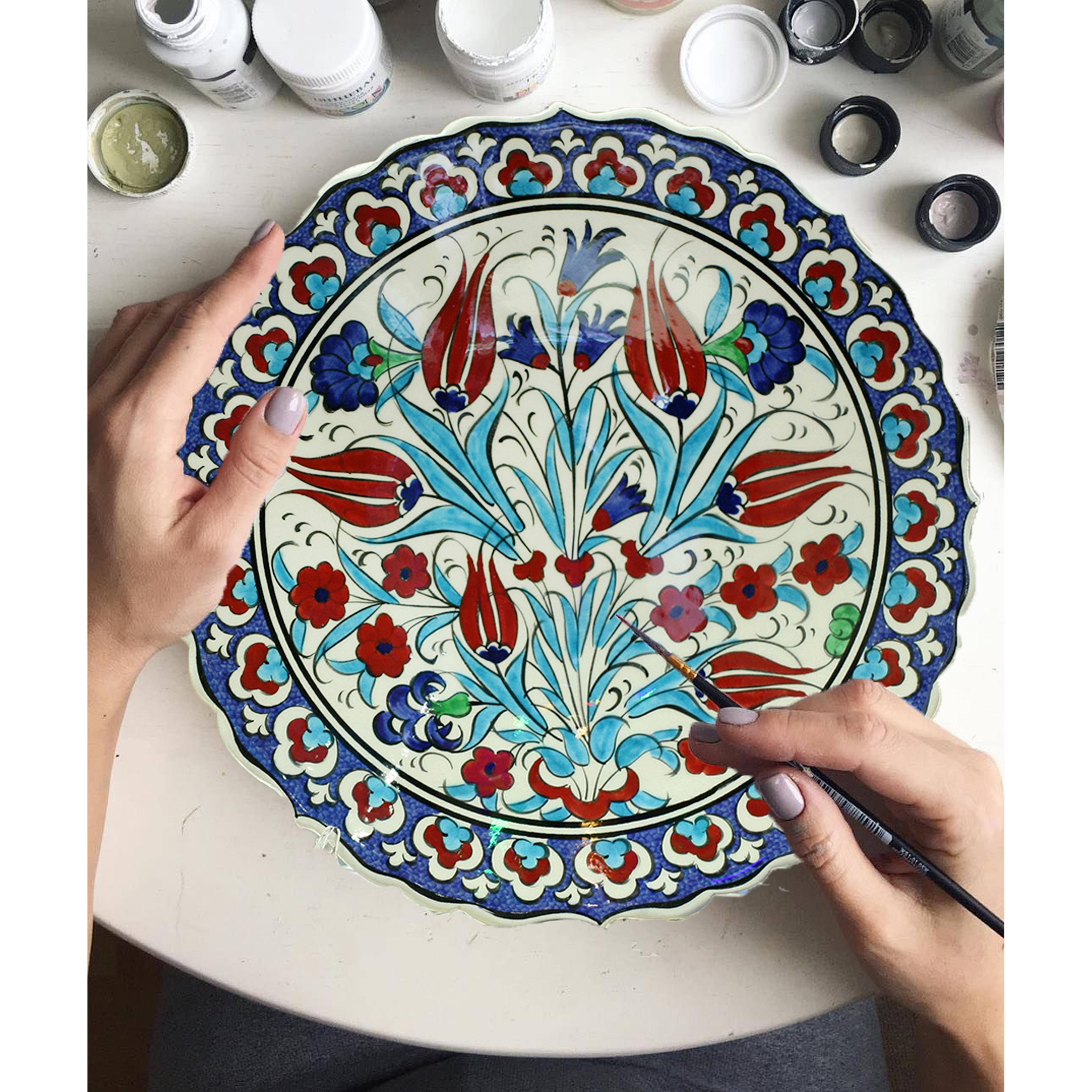 Hand-Painted Turkish Ceramic Dinner Plates - Perfect for Dining and Decor