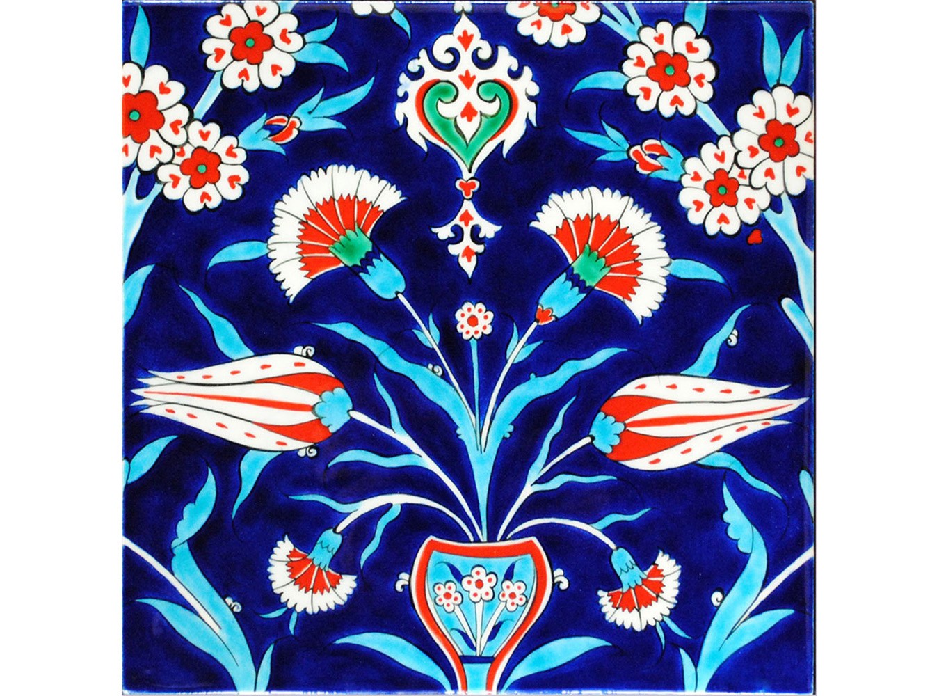 Hand Painted Turkish Ceramic Tile -  Handmade Decorative Floral Patterned Tile - 8 in [20Cm] - Zeem Ceramic