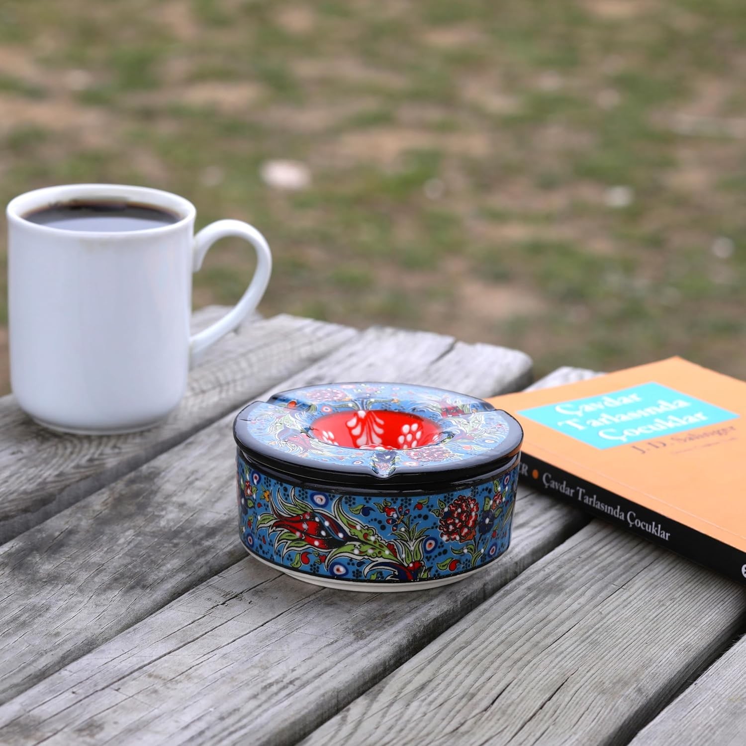 Printed Ceramic Ashtray - Assorted Colors and Floral Patterns