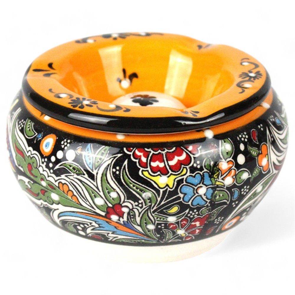 Printed Ceramic Windproof Ashtray – Impress Your Guests with Stylish Designs - Yellow