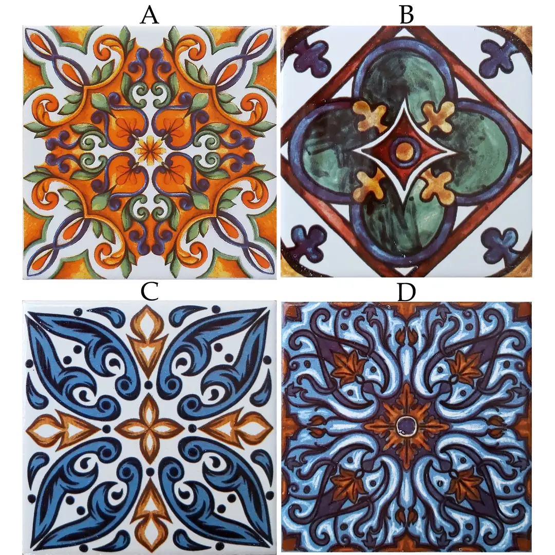4 Unique Porcelain Spanish Tile Designs - Handcrafted Backsplash 3.7 ...