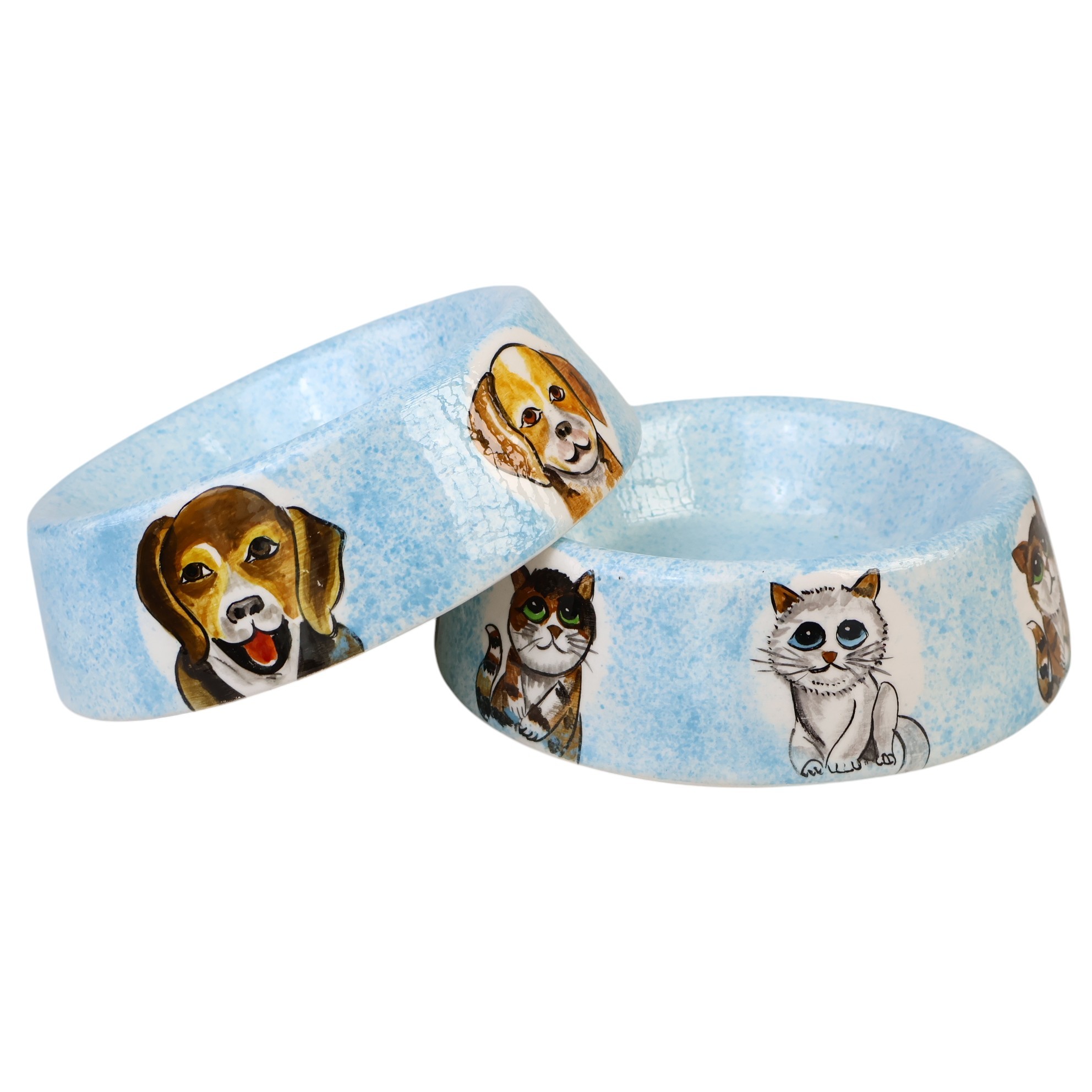 🐶🐱 Hand-Painted Ceramic Pet Bowl – Dog & Cat Design – 600 ml (20.3 fl oz) - Dog