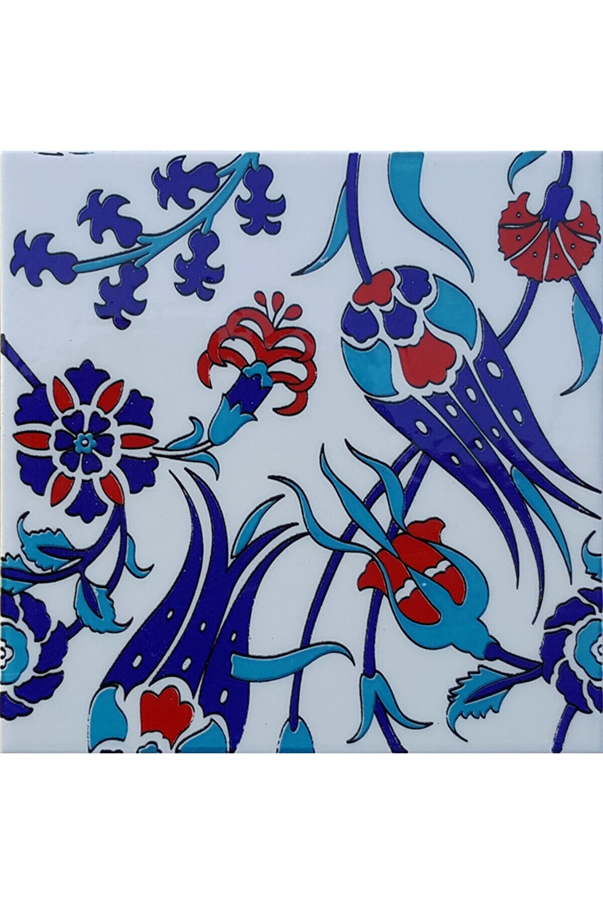 Handcrafted Ceramic Tile -  Screenprinting Bathroom Floor Tile with Floral Pattern - 8 in [20Cm]