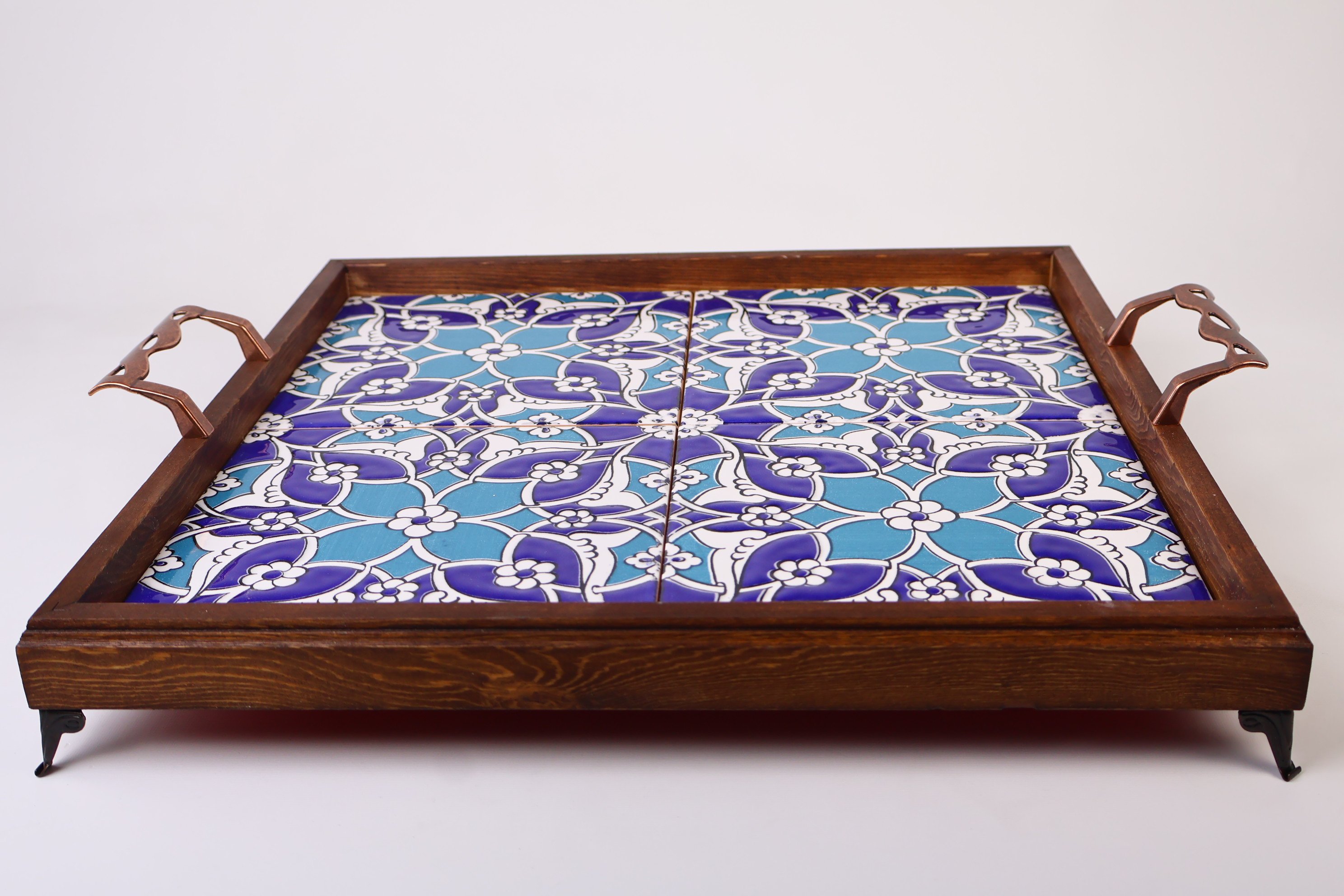 Versatile Wood Tray with Artistic Tile Work | Serve in Style