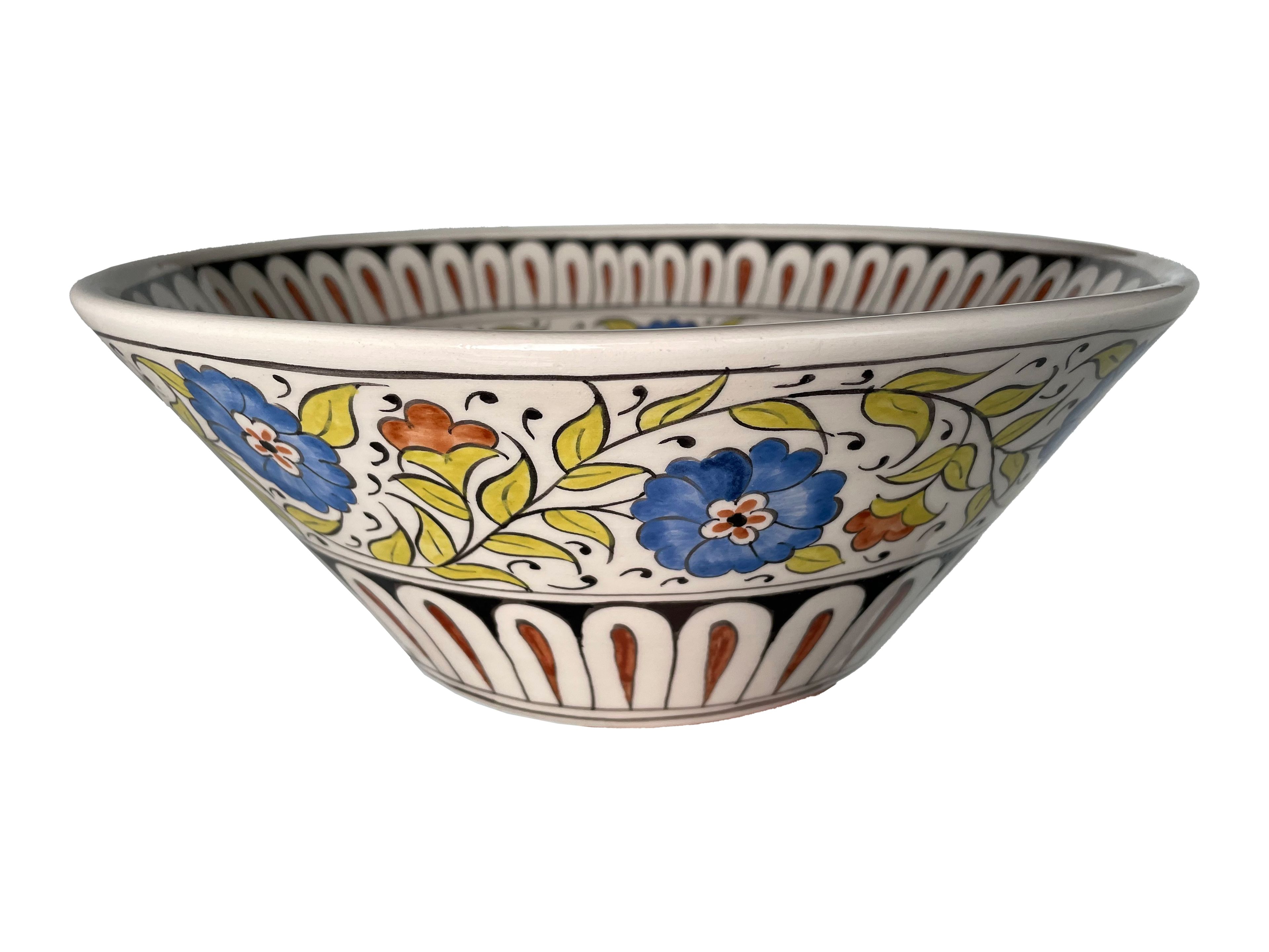 Hand Painted Bathroom Ceramic Vessel Sink Countertop - Multicolor Flowers