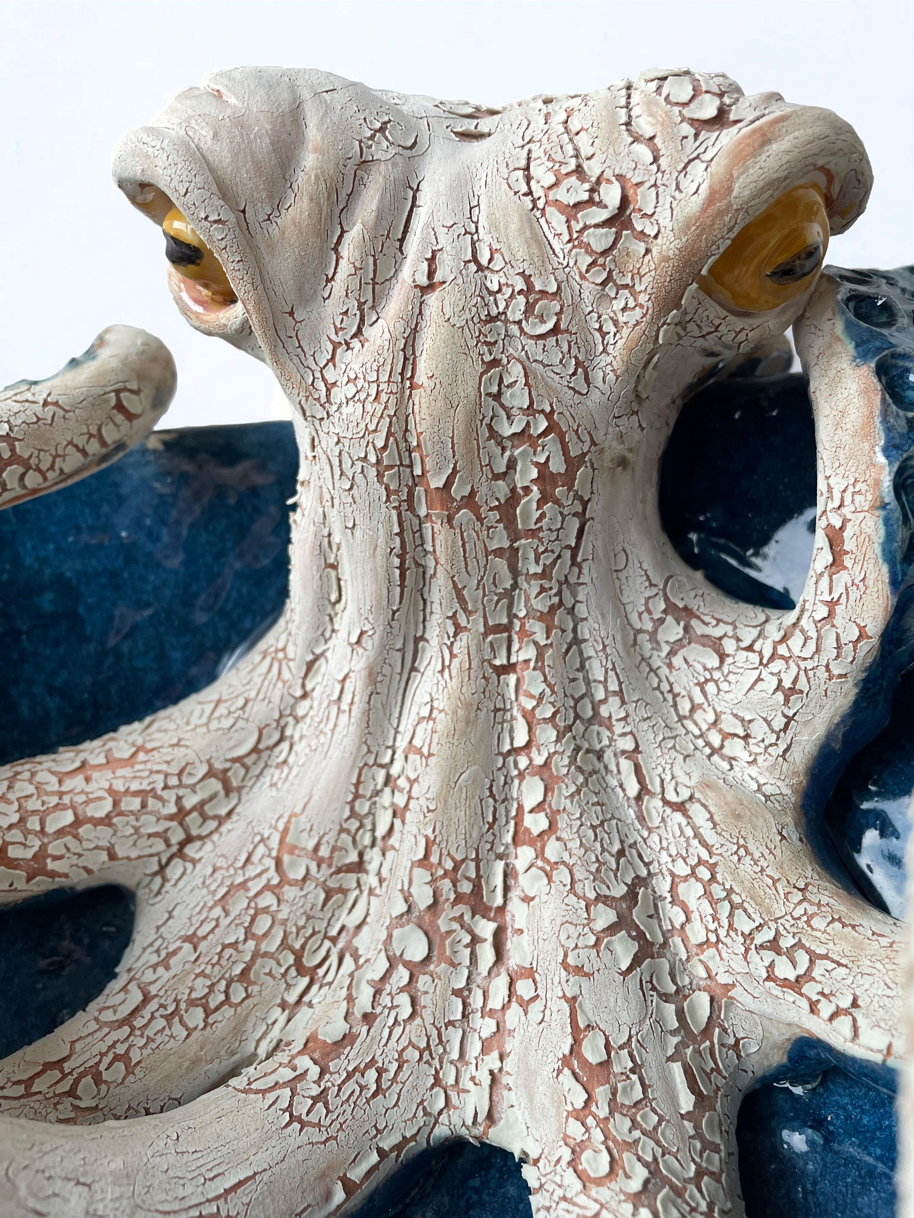 Bathroom Countertop Ceramic Vessel Sink - Octopus Sculpture