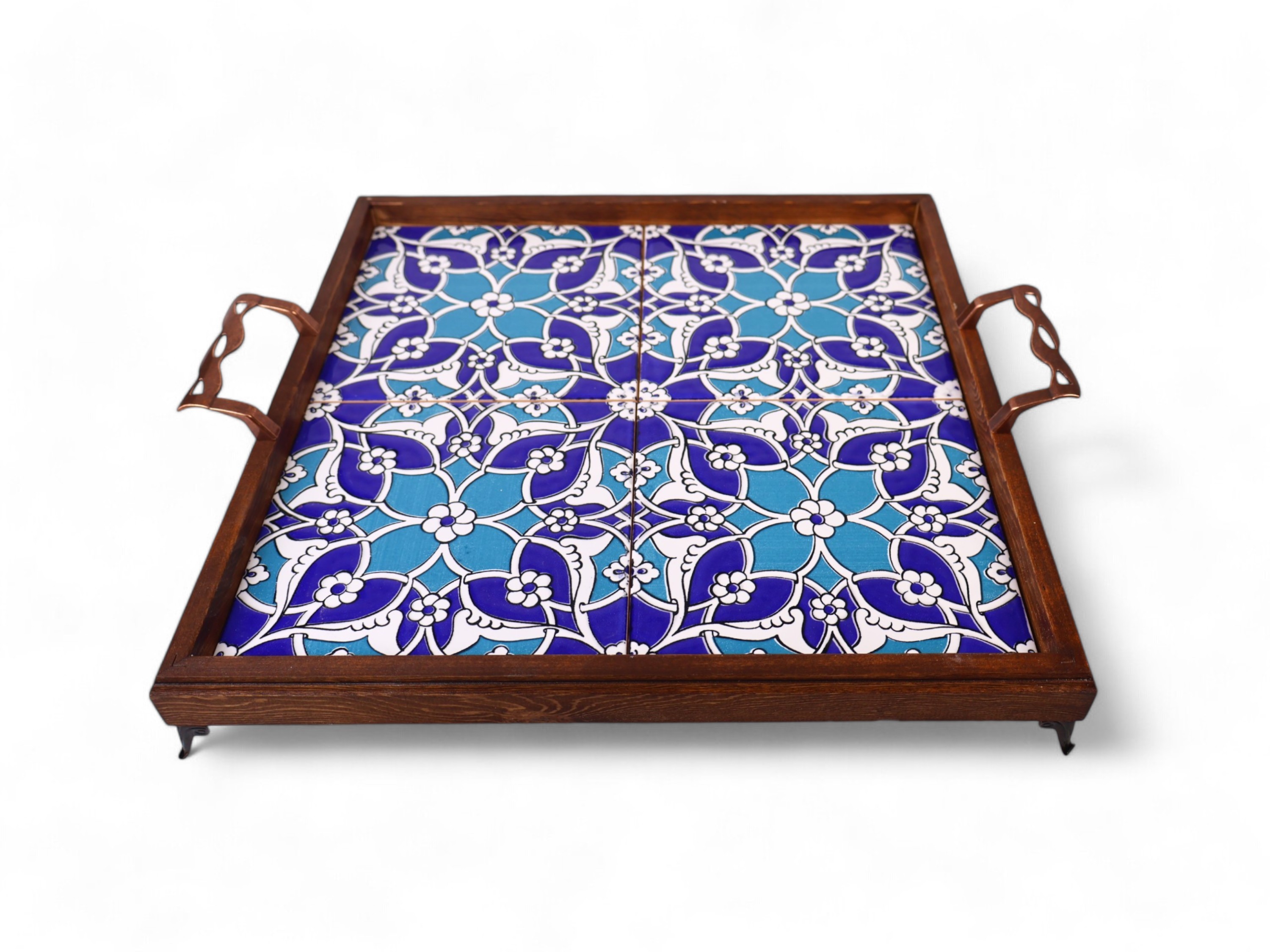 Versatile Wood Tray with Artistic Tile Work | Serve in Style