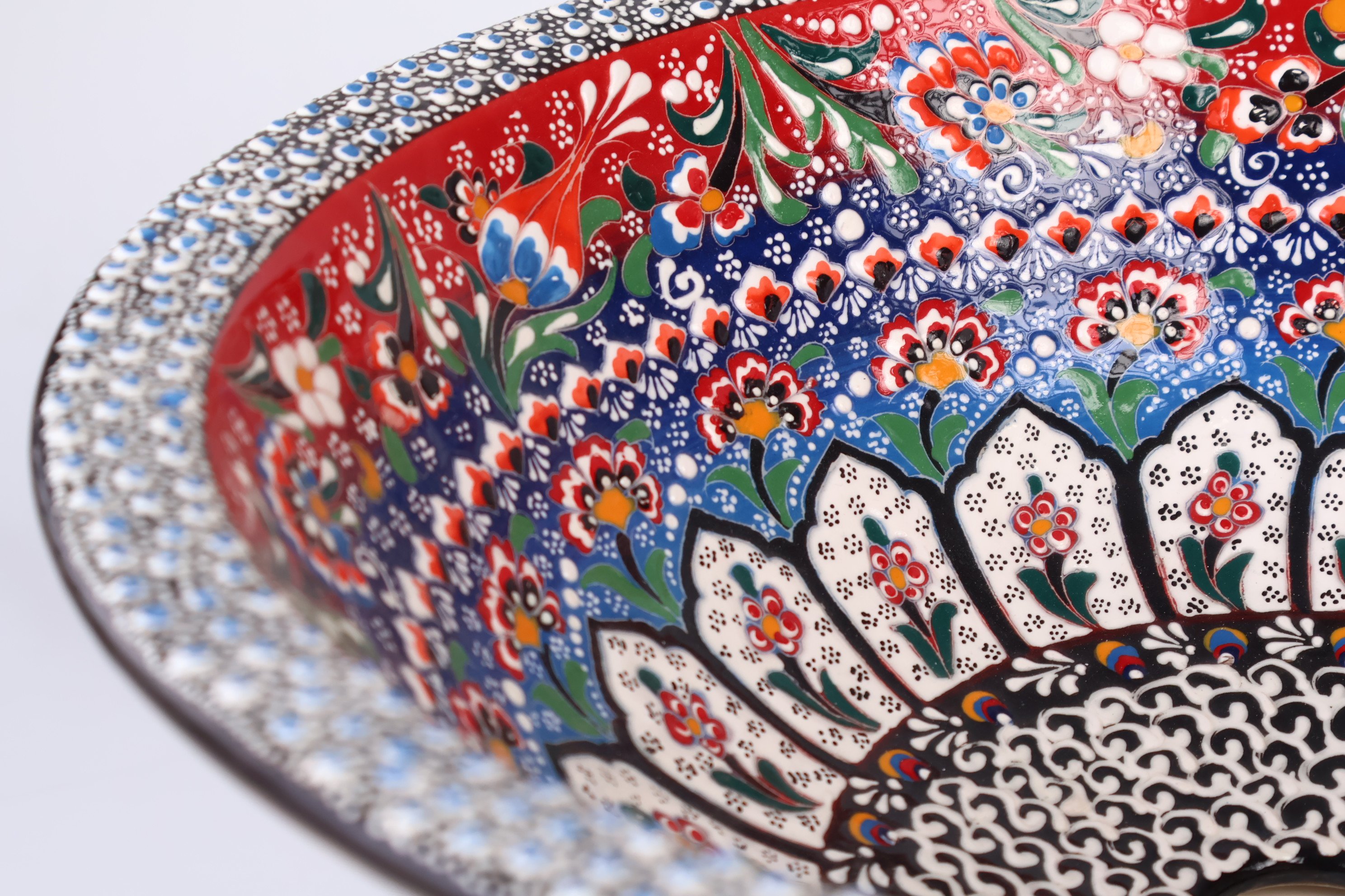 Hand-Painted Red Floral Ceramic Bathroom Vessel Sink – Artistic Washbasin for Kitchen or Bath