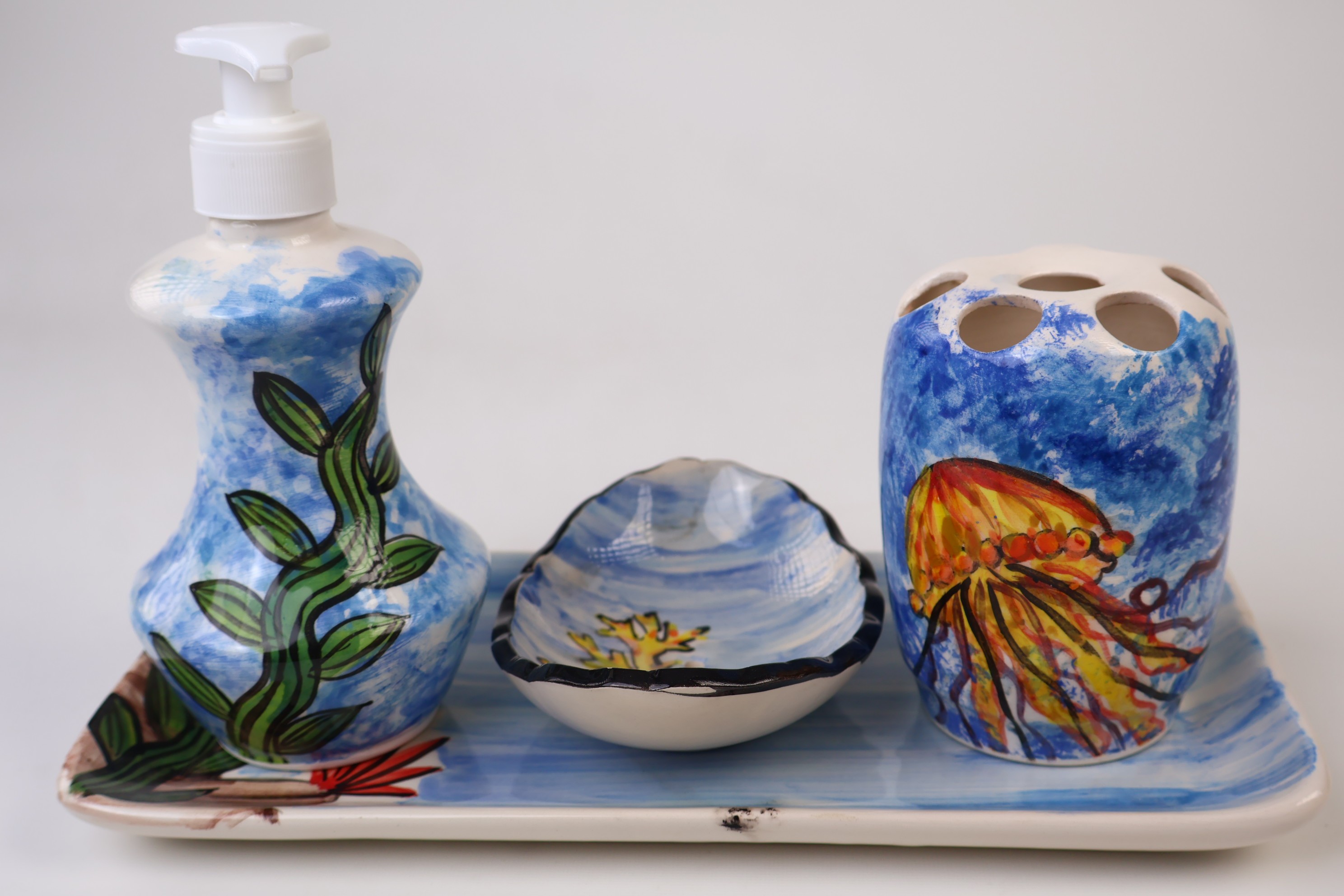 Unique Hand-Painted Bathroom Set & Sea - Zeem Ceramic Quality