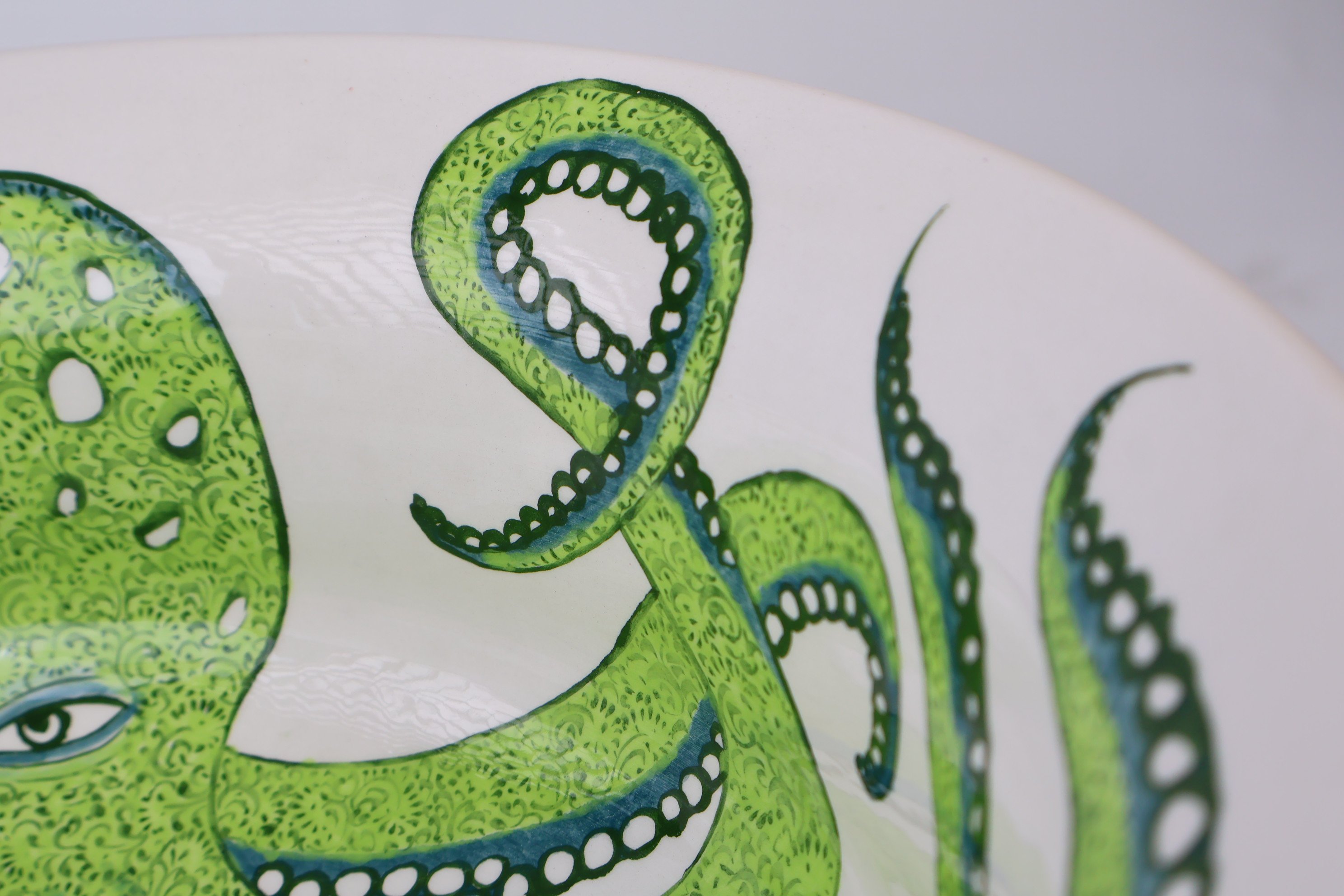 Mediterranean Green Octopus Ceramic Sink - Handmade and Unique