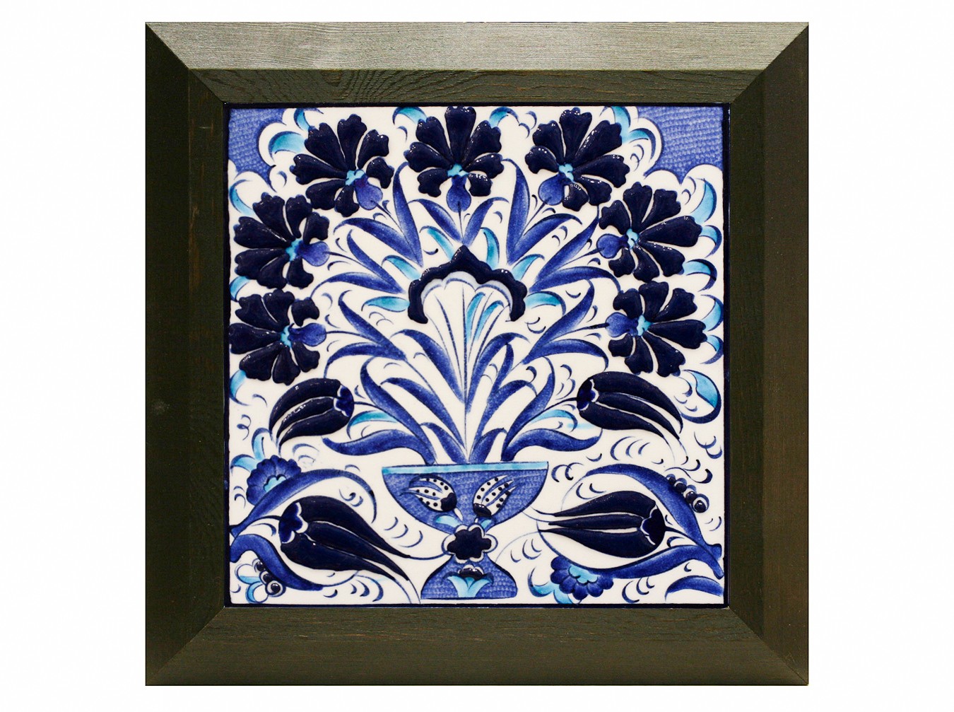 Hand Painted Turkish Ceramic Tile -  Handmade Decorative Floral Patterned Tile - 8 in [20Cm] - Zeem Ceramic