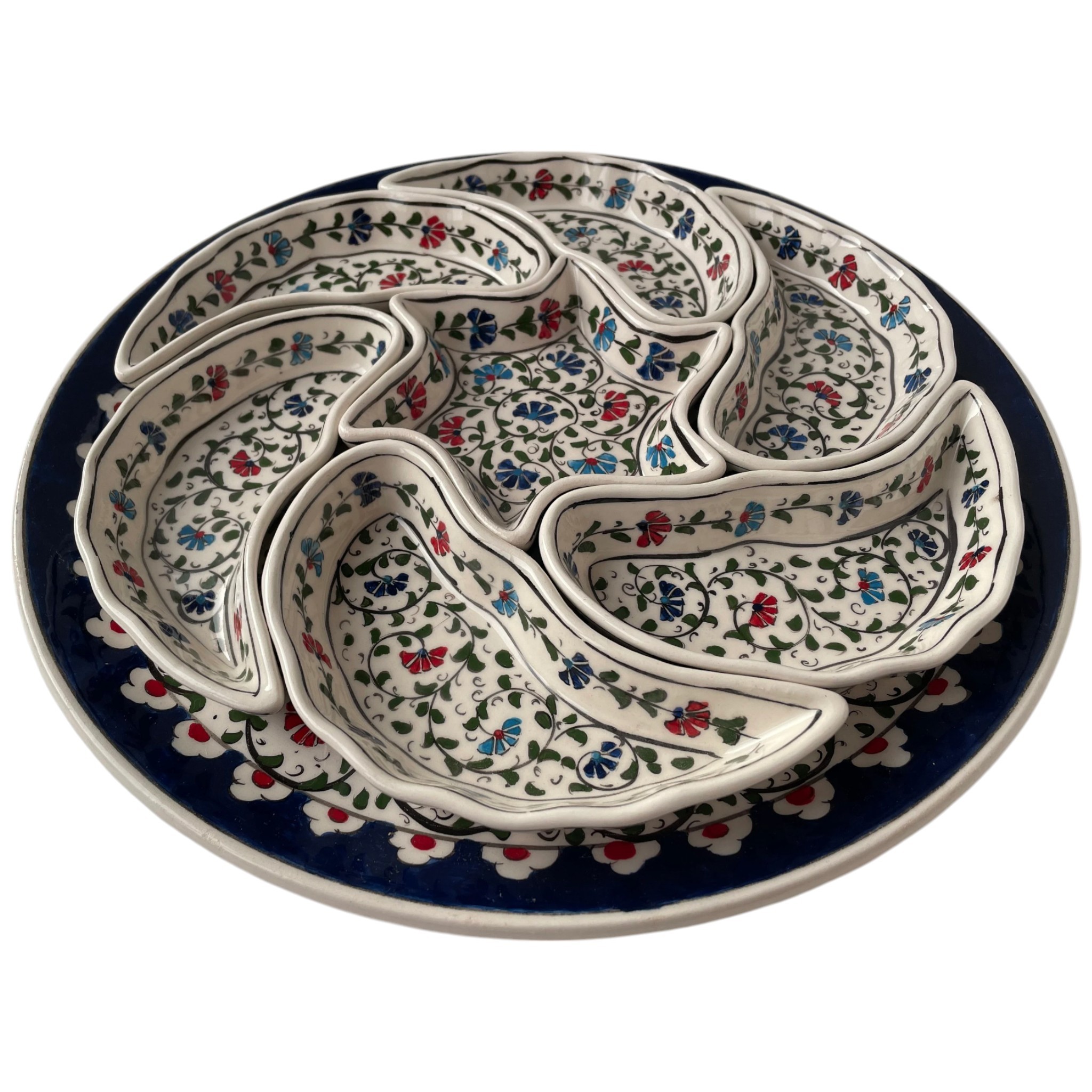 Hand-Painted Ceramic Appetizer Platter Set – Colorful Chip and Dip Serving Tray | Zeem Ceramic