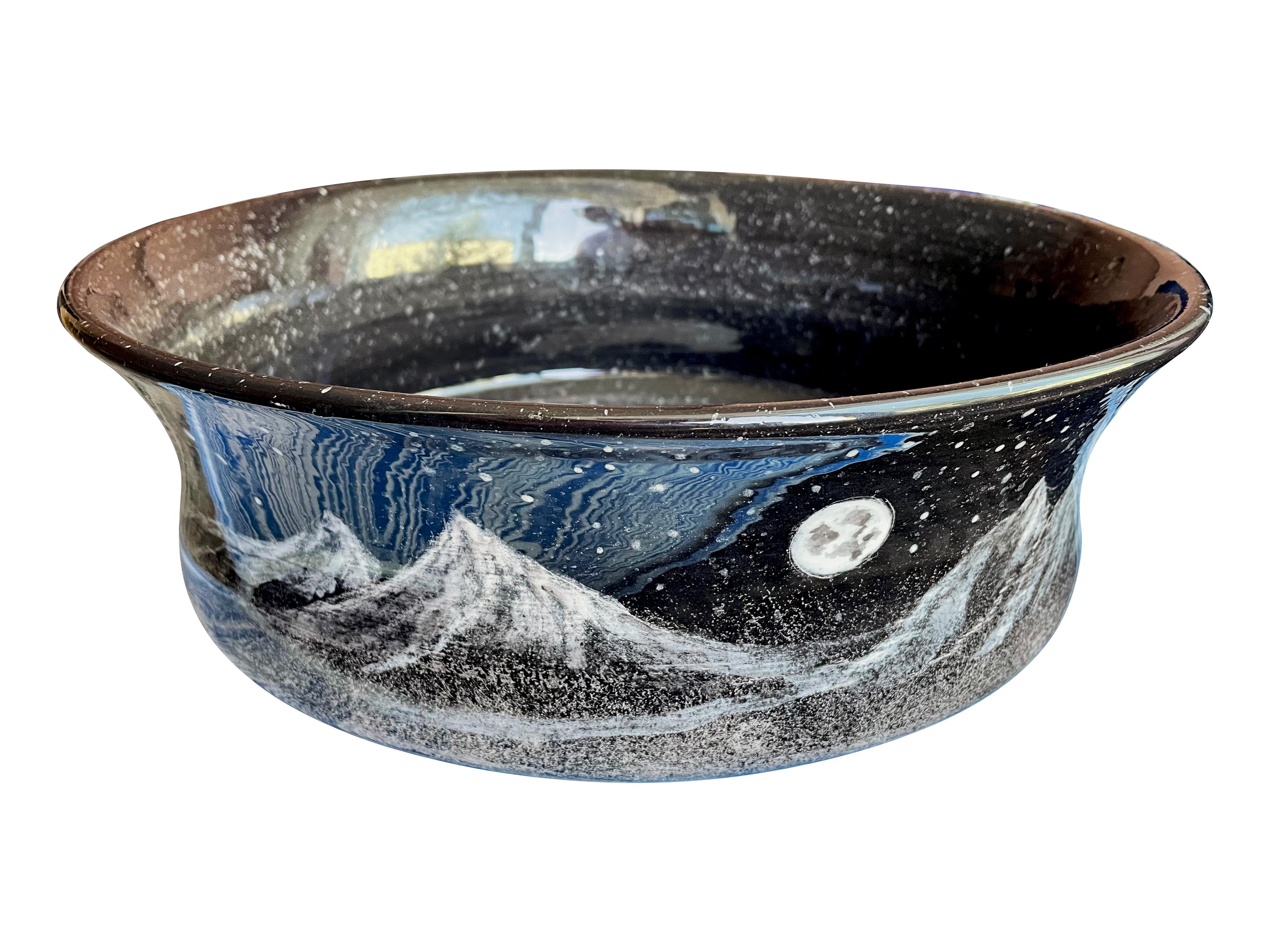 Bathroom Countertop Ceramic Vessel Sink - Black Night and Moon