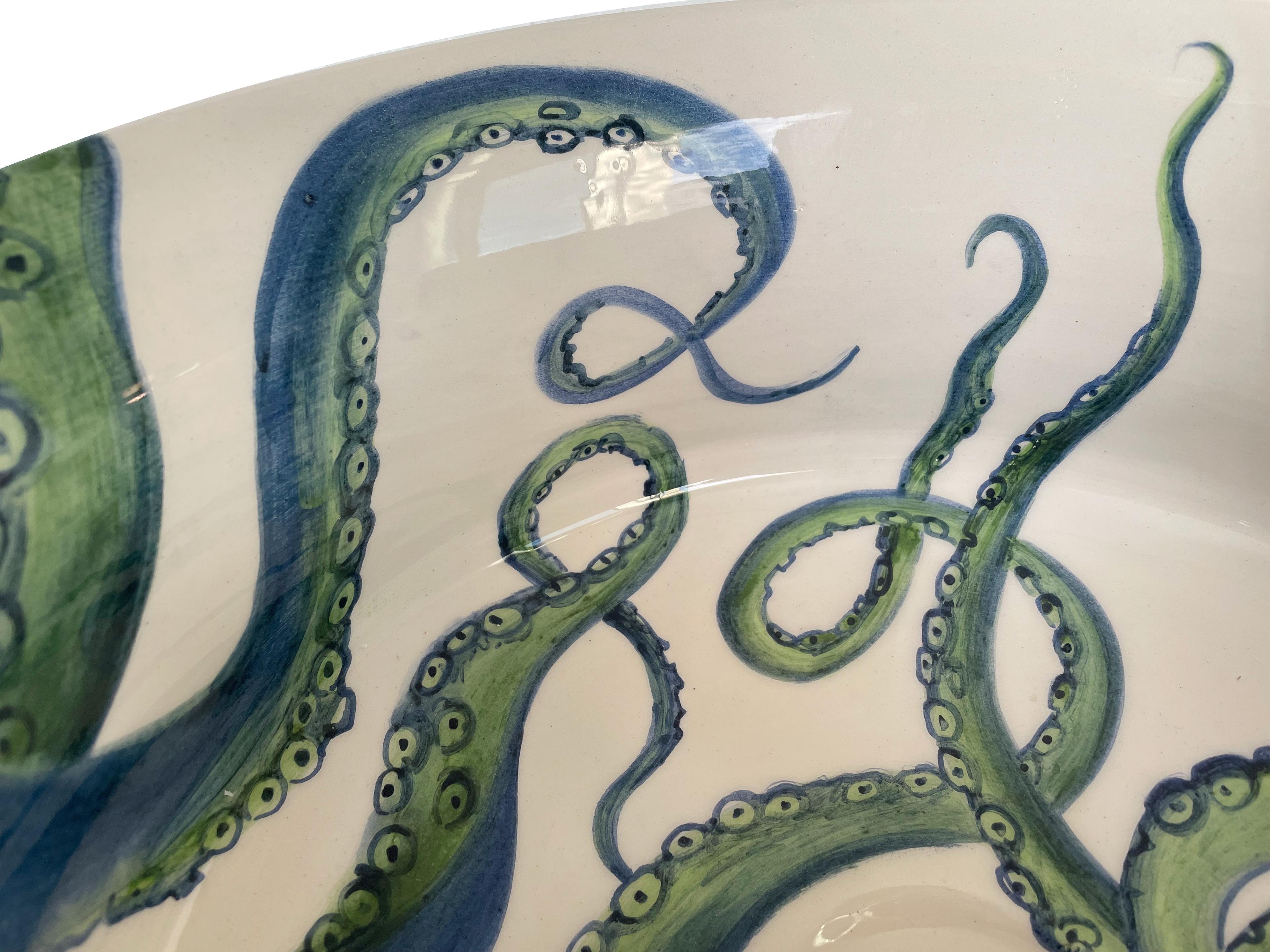 Hand Painted Bathroom Ceramic Vessel Sink Countertop - Octopus