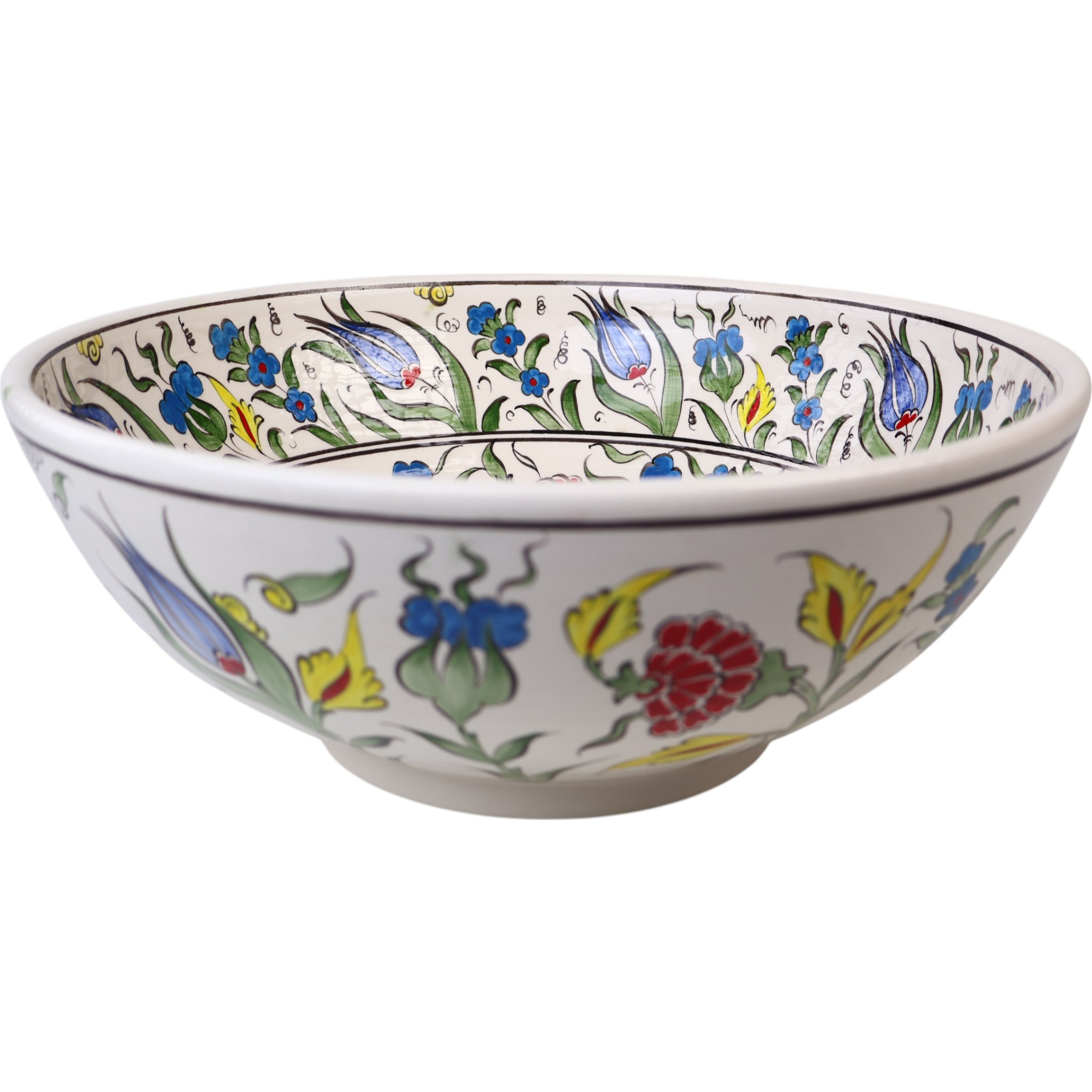 Handmade Iznik Pattern Ceramic Bathroom Vessel Sink – Artistic Basin for Elegant Remodels