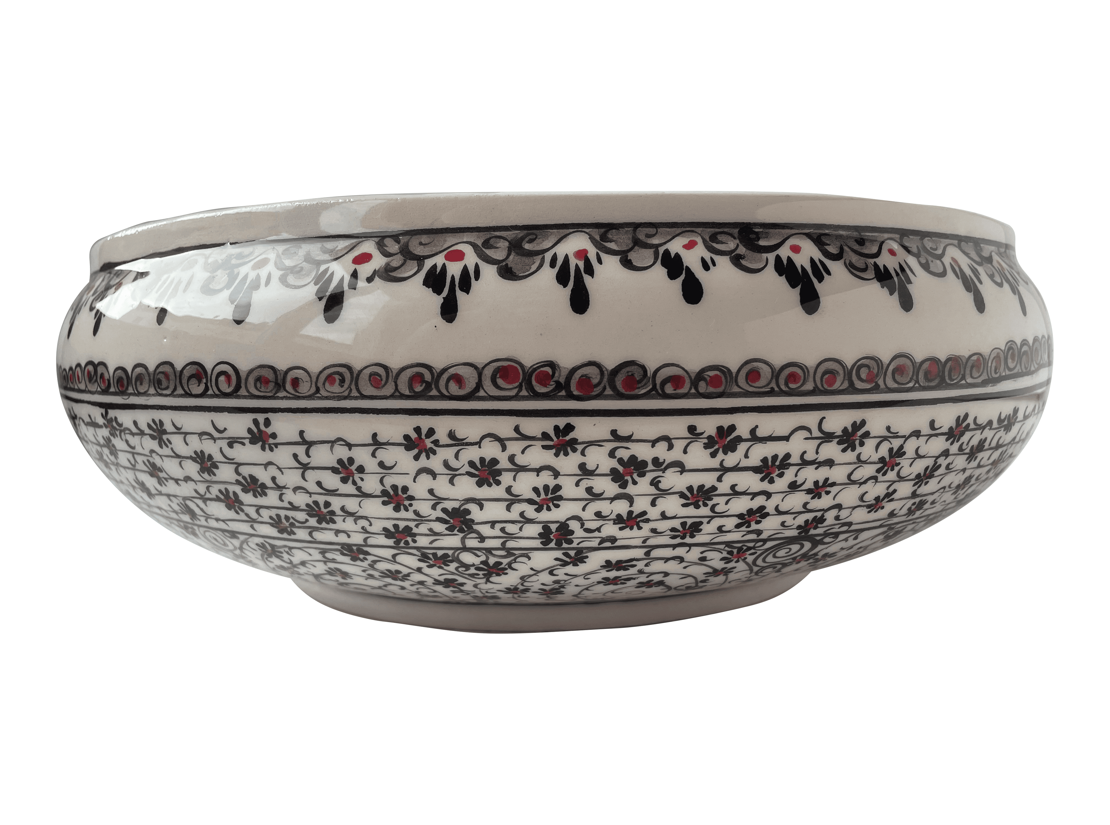 Hand-Painted Bathroom Vanity Top Ceramic Vessel Sink - Golden Horn and Red Dots