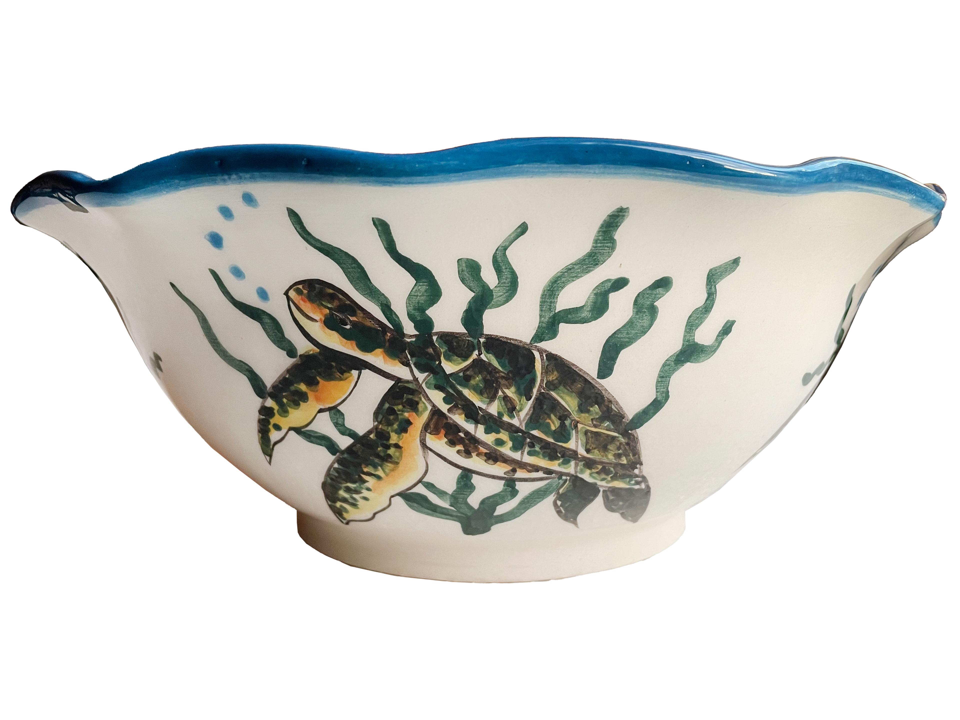 Hand Painted Bathroom Ceramic Vessel Sink Countertop - Sea Creatures