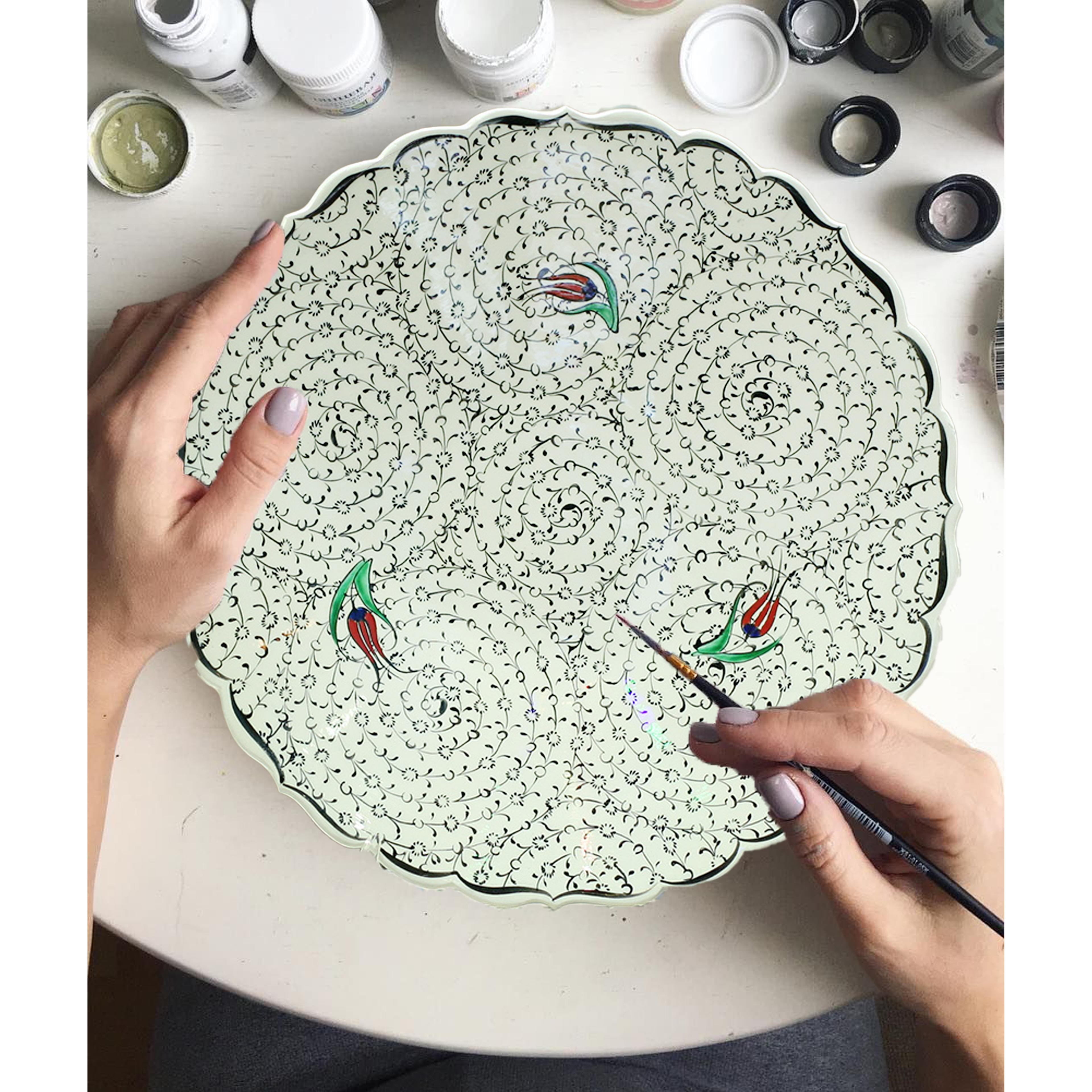 Hand-Painted Turkish Ceramic Dinner Plates - Perfect for Dining and Decor