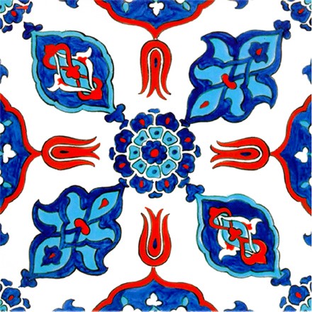 Hand Painted Turkish Ceramic Tile -  Handmade Decorative Floral Patterned Tile - 8 in [20Cm] - Zeem Ceramic