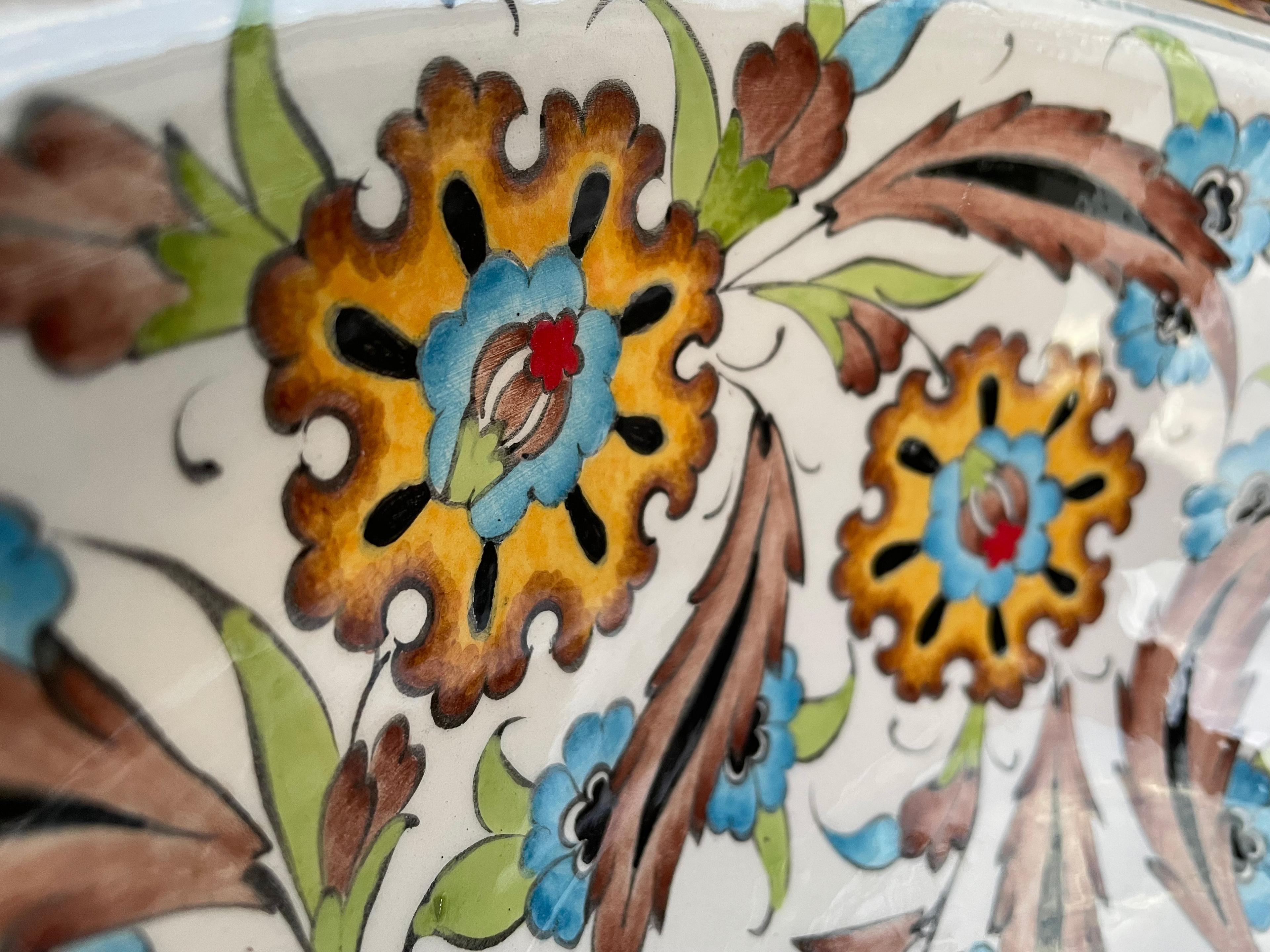 Hand Painted Bathroom Ceramic Vessel Sink Countertop - Leaf and Flower